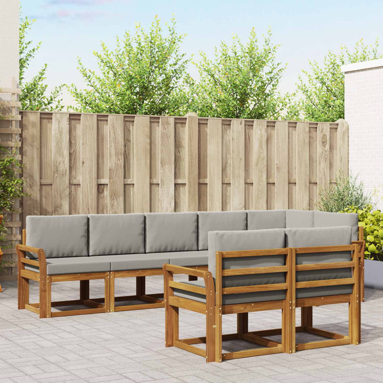 Set vanjskih sofa s jastukom 8 pcs Prirodna i svijetlo siva