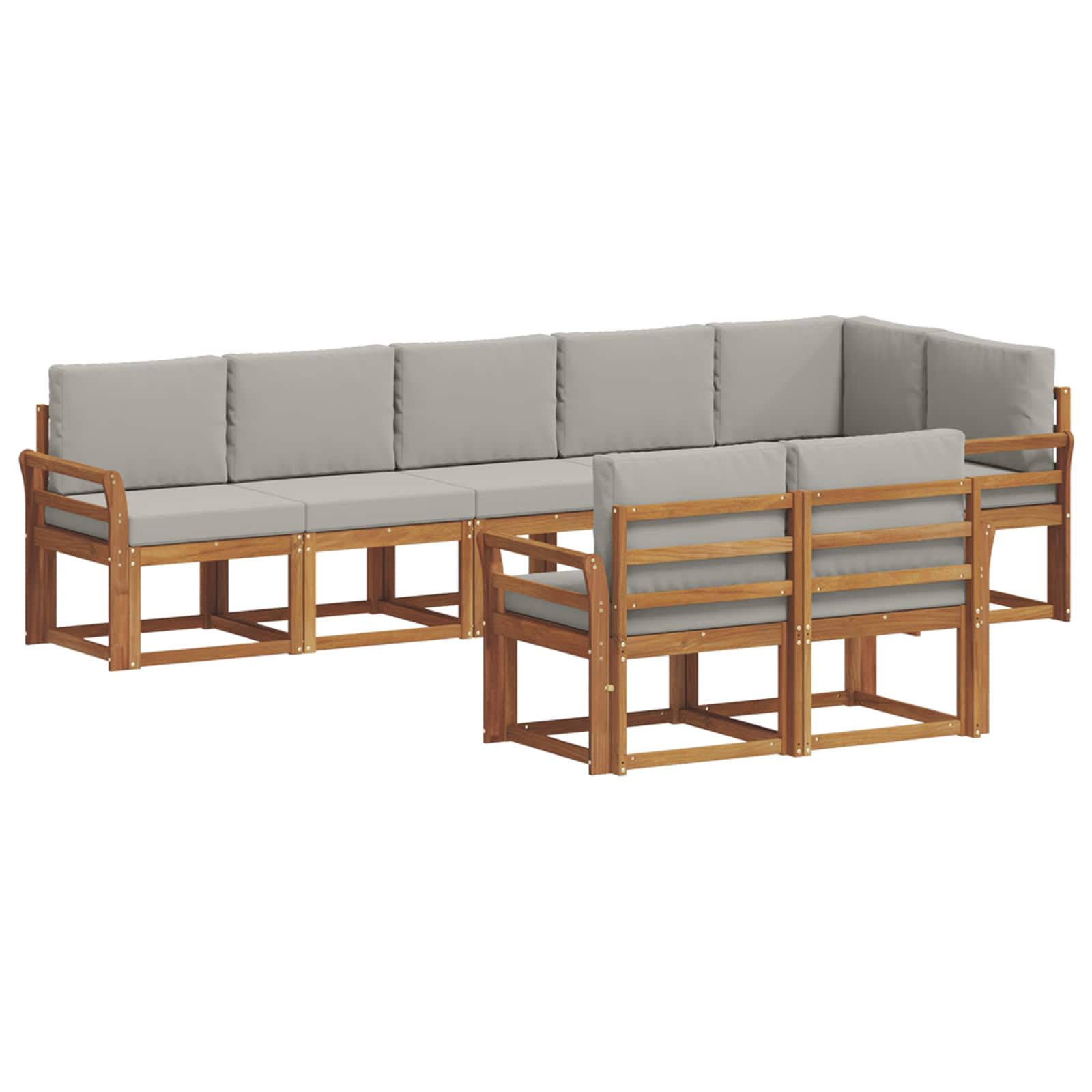 Set vanjskih sofa s jastukom 8 pcs Prirodna i svijetlo siva