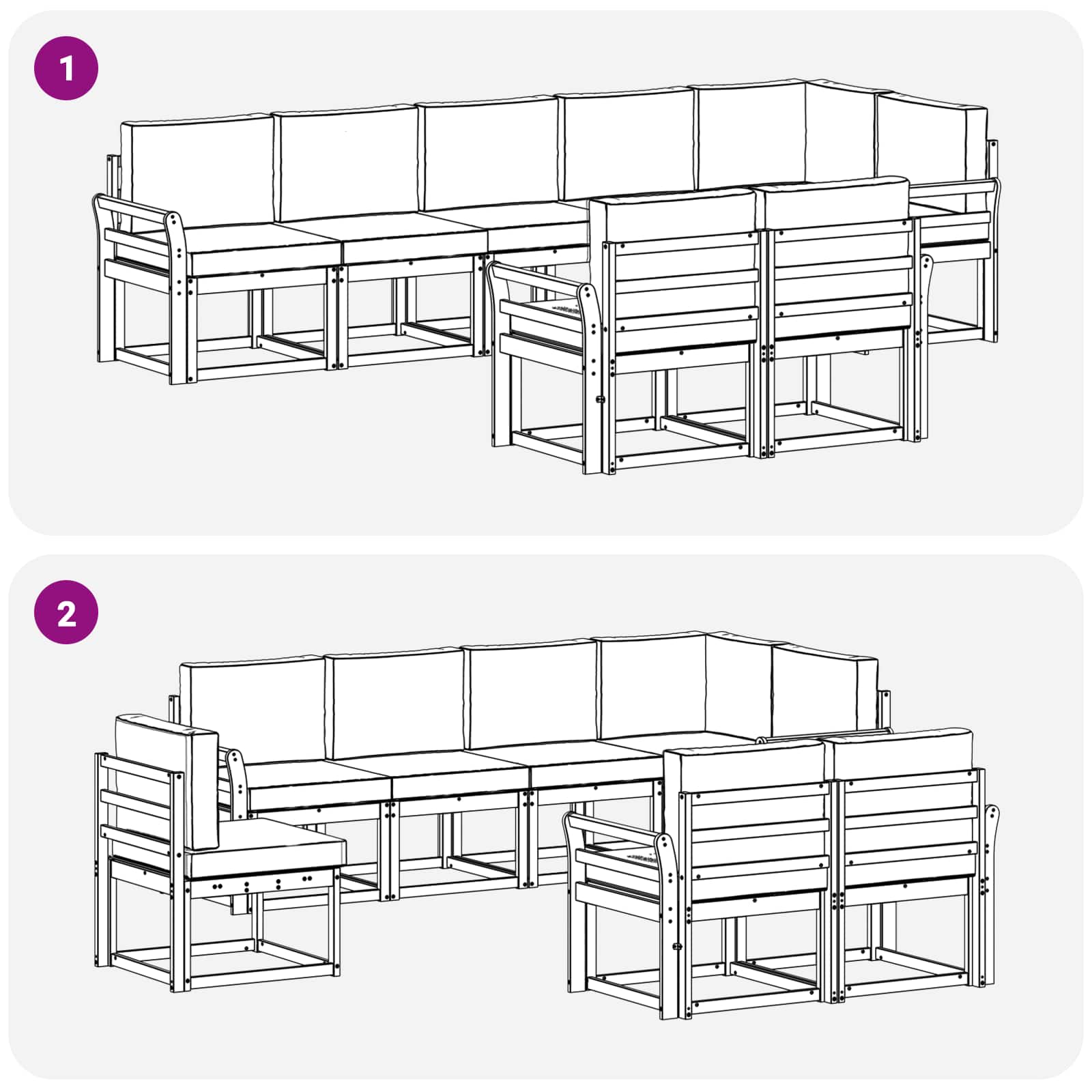 Set vanjskih sofa s jastukom 8 pcs Prirodna i svijetlo siva