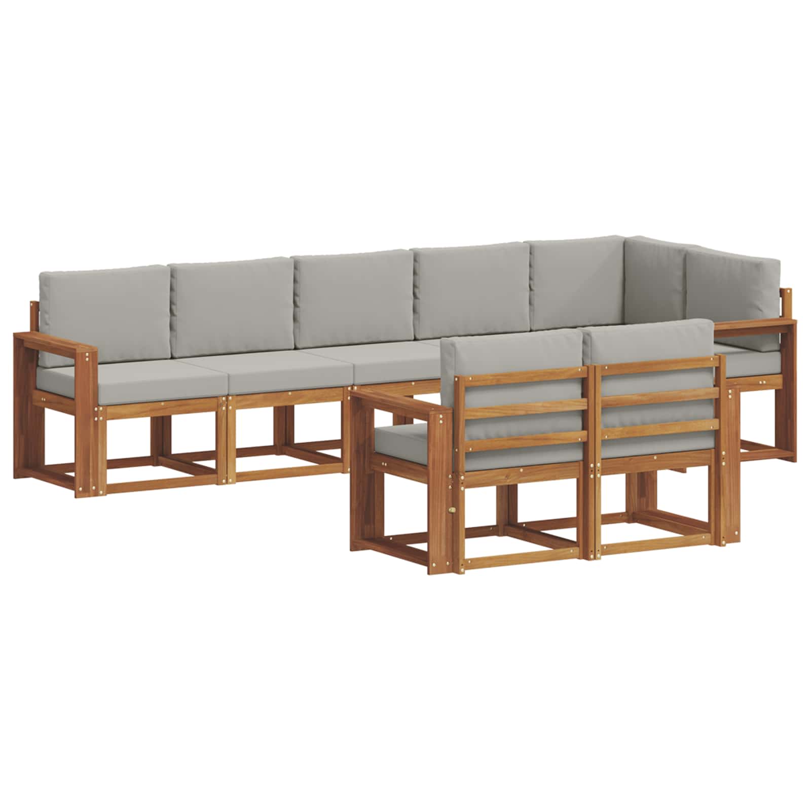 Set vanjskih sofa s jastukom 8 pcs Prirodna i svijetlo siva