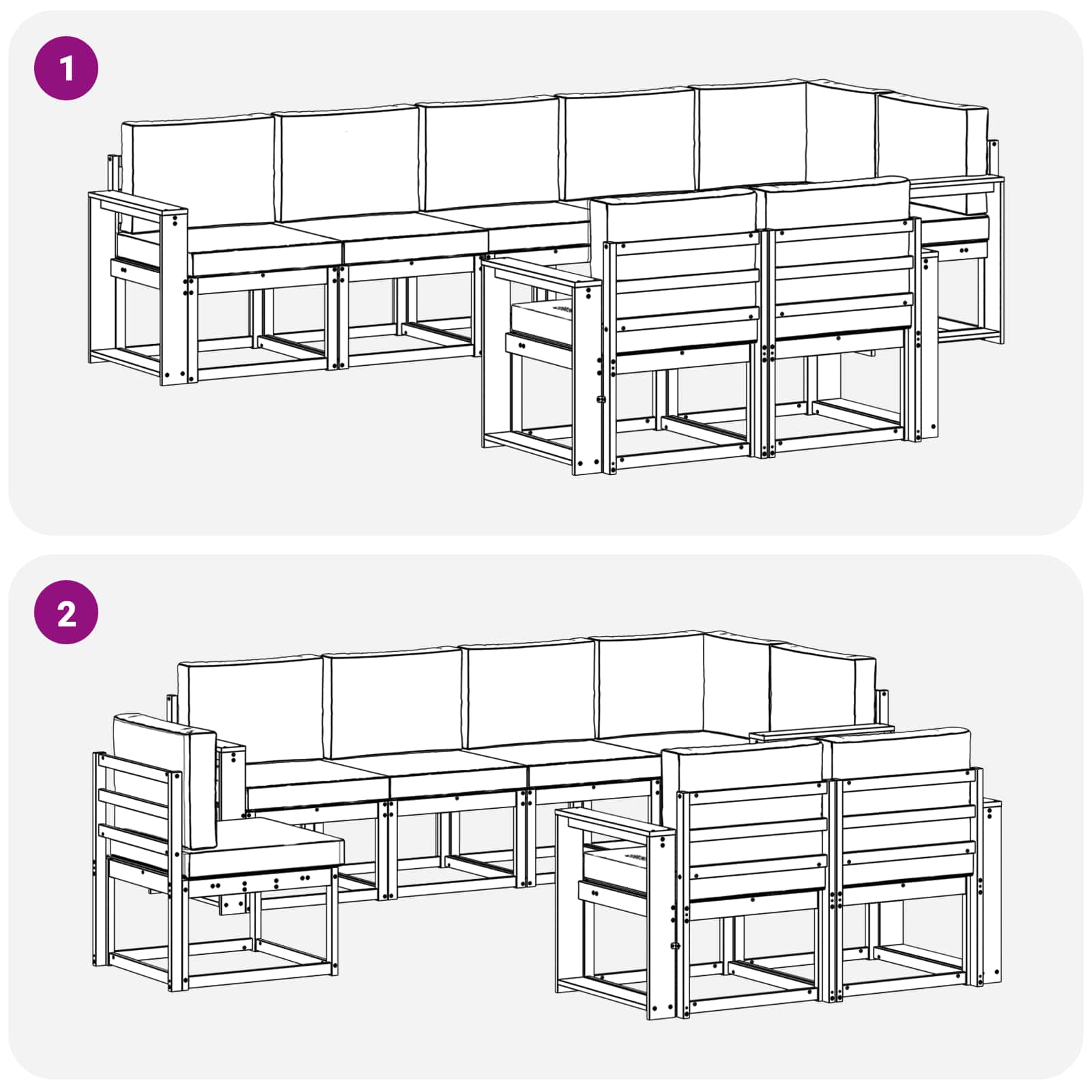Set vanjskih sofa s jastukom 8 pcs Prirodna i svijetlo siva
