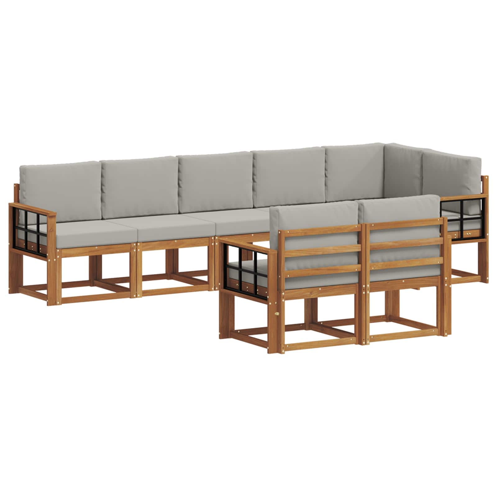 Set vanjskih sofa s jastukom 8 pcs Prirodna i svijetlo siva