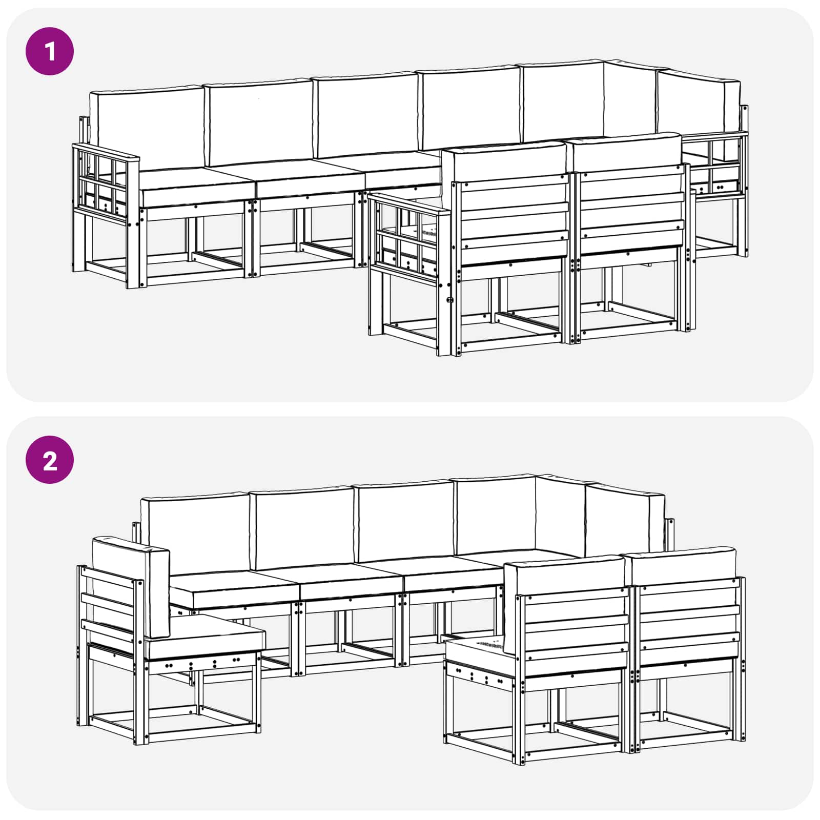 Set vanjskih sofa s jastukom 8 pcs Prirodna i svijetlo siva