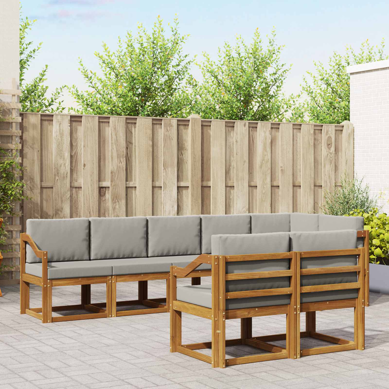 Set vanjskih sofa s jastukom 8 pcs Prirodna i svijetlo siva