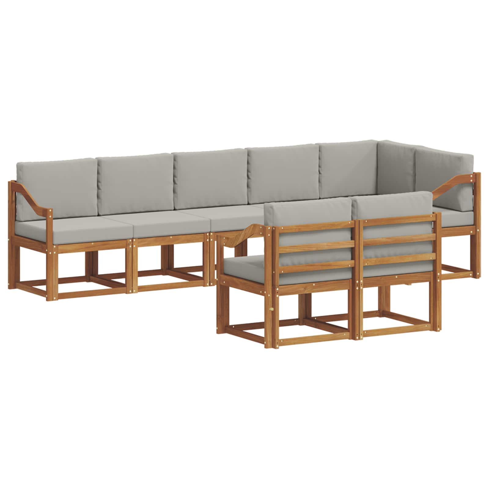 Set vanjskih sofa s jastukom 8 pcs Prirodna i svijetlo siva