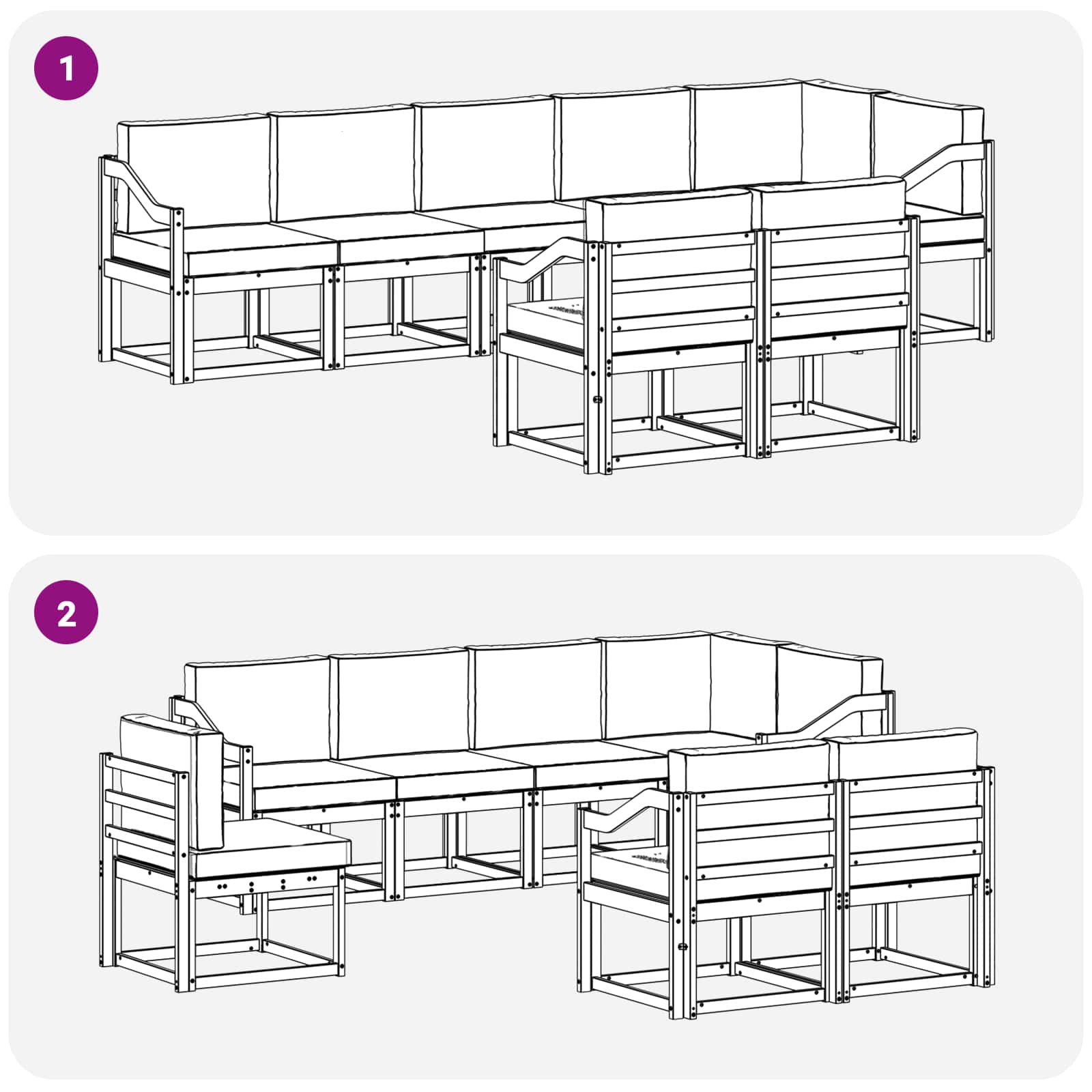 Set vanjskih sofa s jastukom 8 pcs Prirodna i svijetlo siva