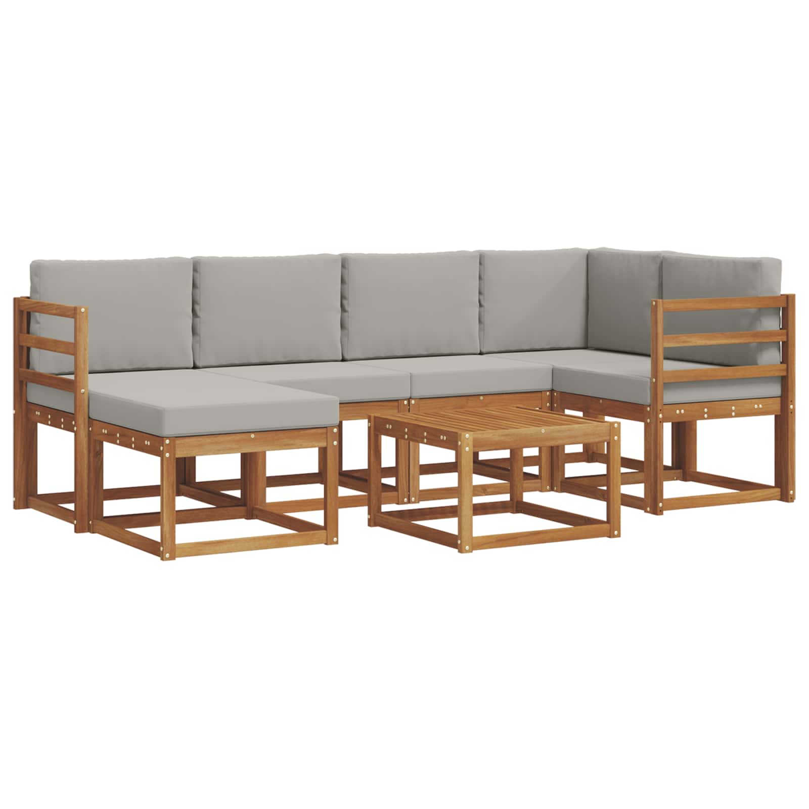 Set vanjskih sofa s jastukom 7 pcs Prirodna i svijetlo siva