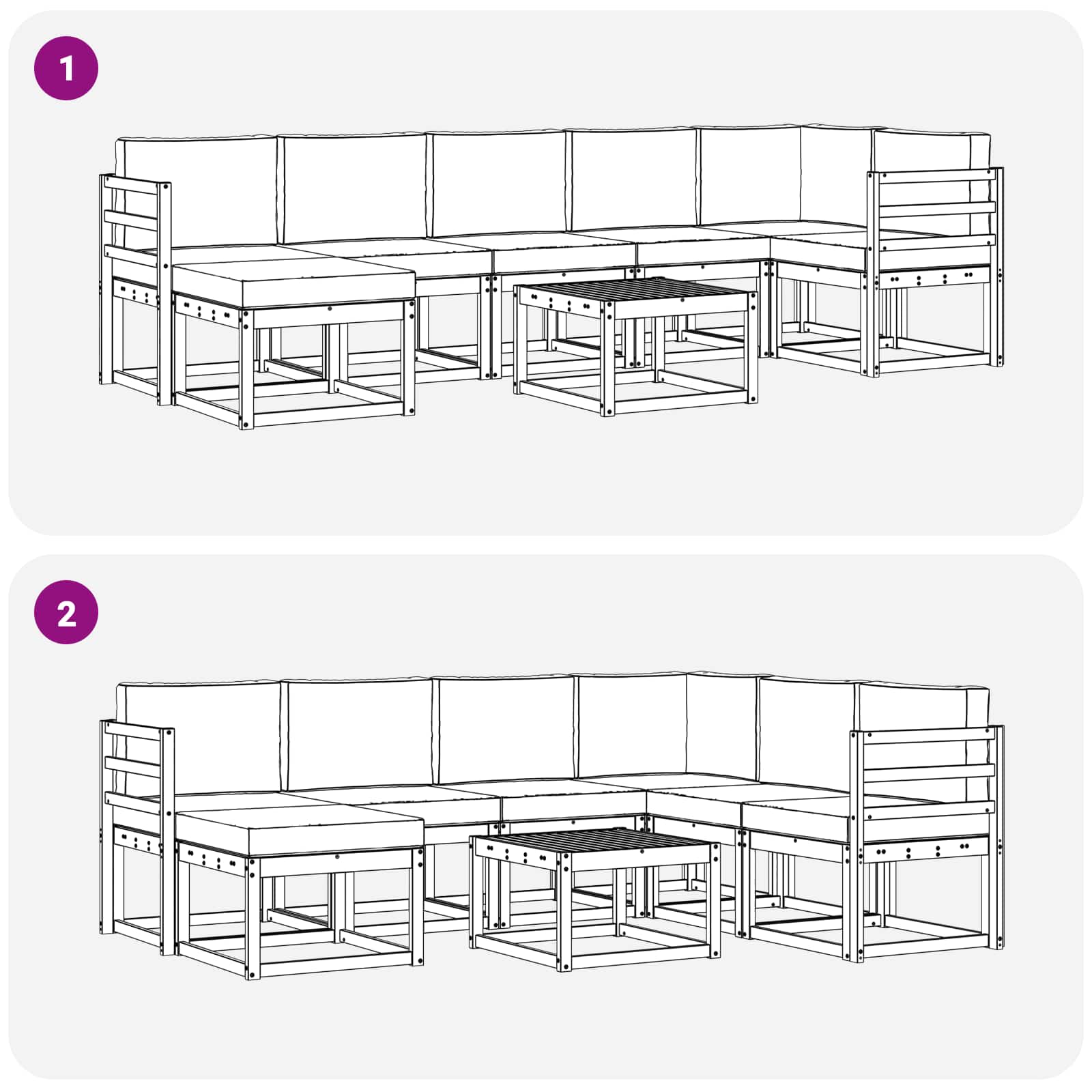 Set vanjskih sofa s jastukom 8 pcs Prirodna i svijetlo siva