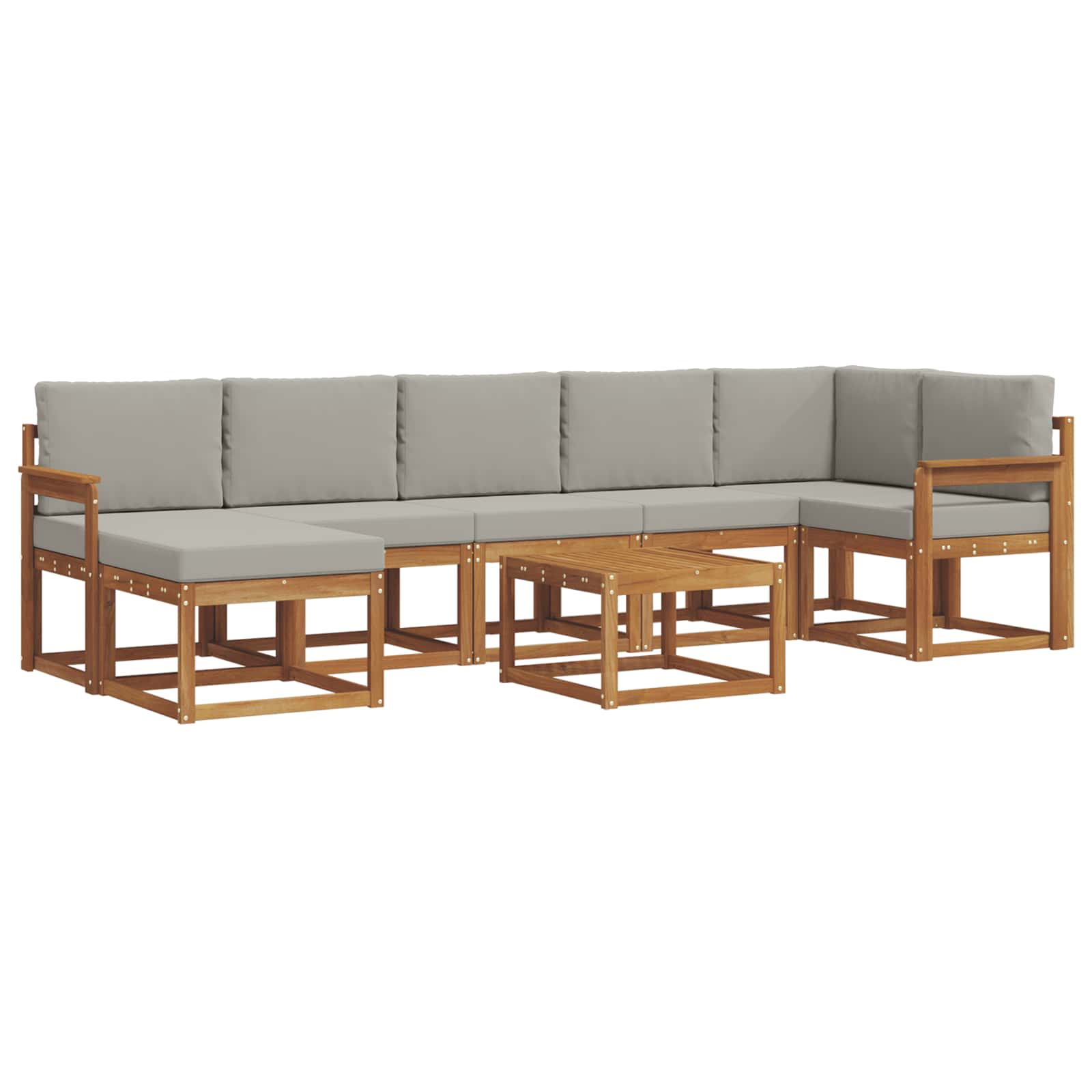 Set vanjskih sofa s jastukom 8 pcs Prirodna i svijetlo siva
