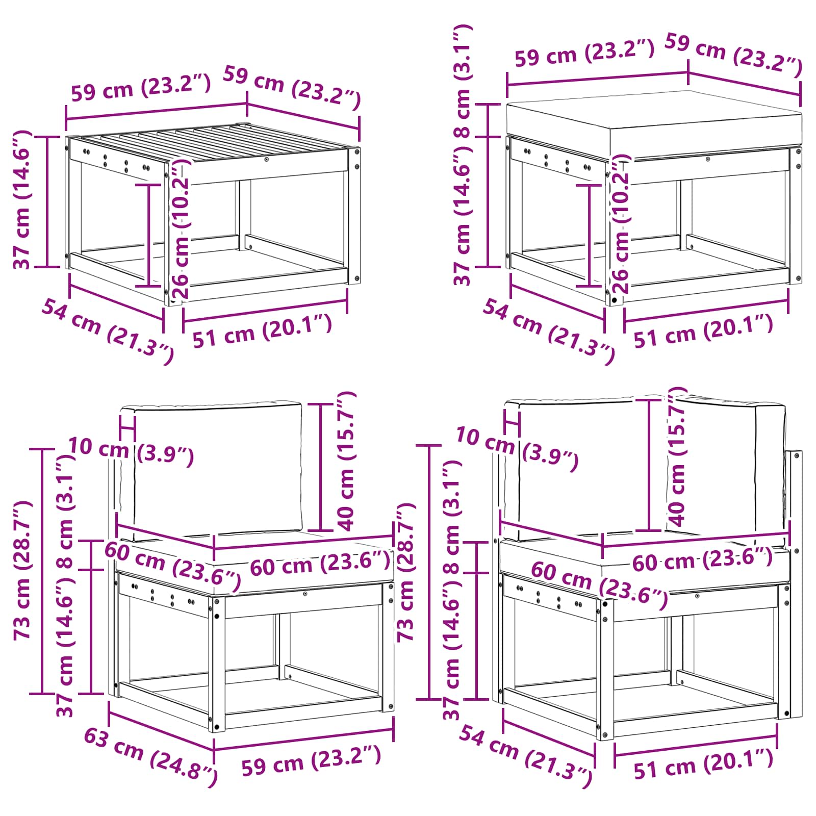 Set vanjskih sofa s jastukom 8 pcs Prirodna i svijetlo siva