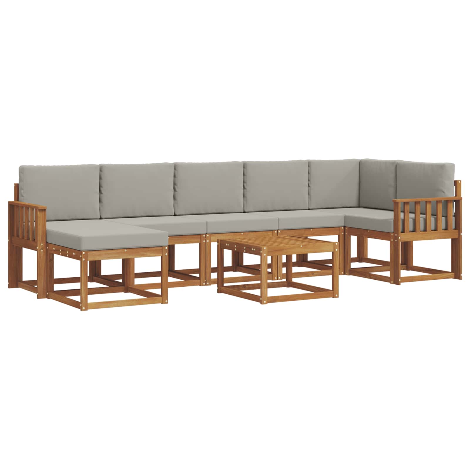 Set vanjskih sofa s jastukom 8 pcs Prirodna i svijetlo siva