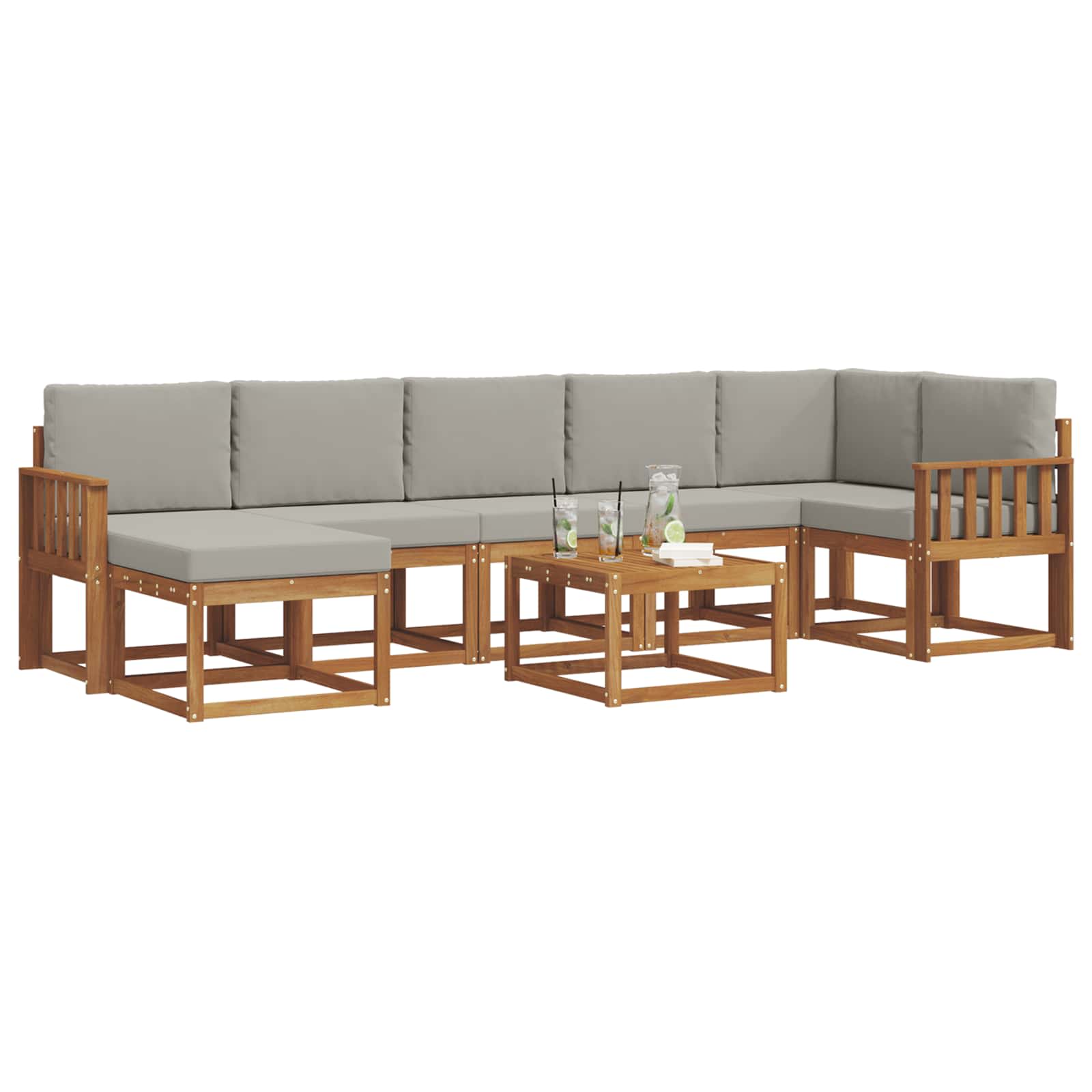 Set vanjskih sofa s jastukom 8 pcs Prirodna i svijetlo siva