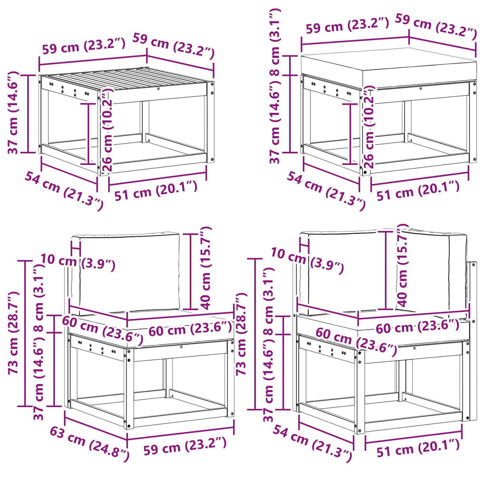 Set vanjskih sofa s jastukom 8 pcs Prirodna i svijetlo siva