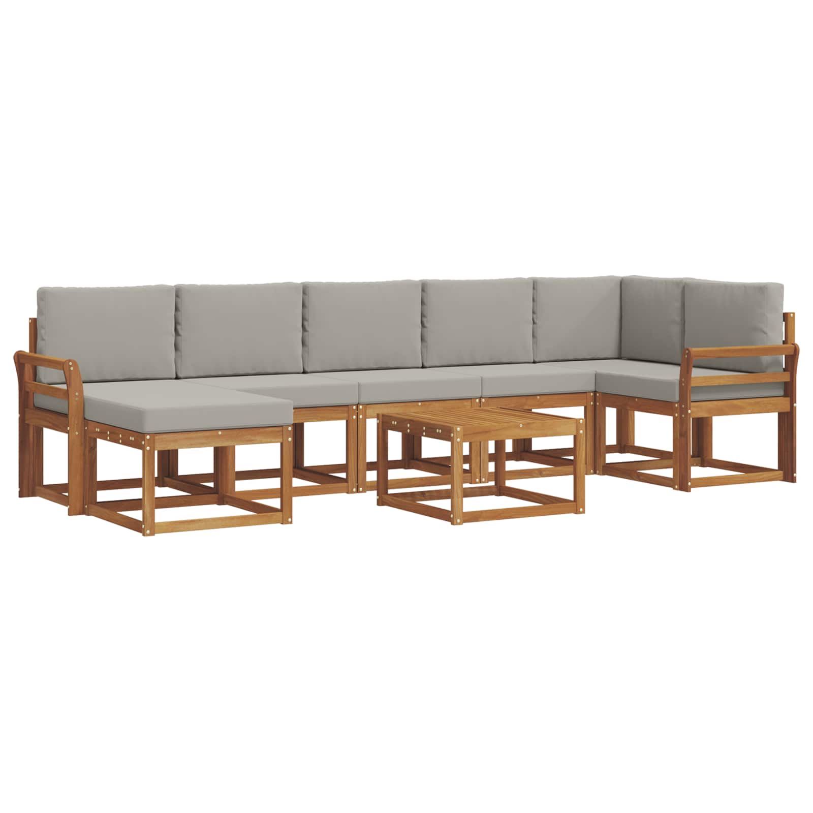 Set vanjskih sofa s jastukom 8 pcs Prirodna i svijetlo siva