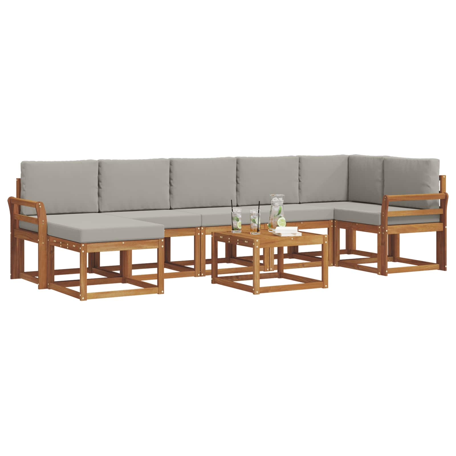 Set vanjskih sofa s jastukom 8 pcs Prirodna i svijetlo siva