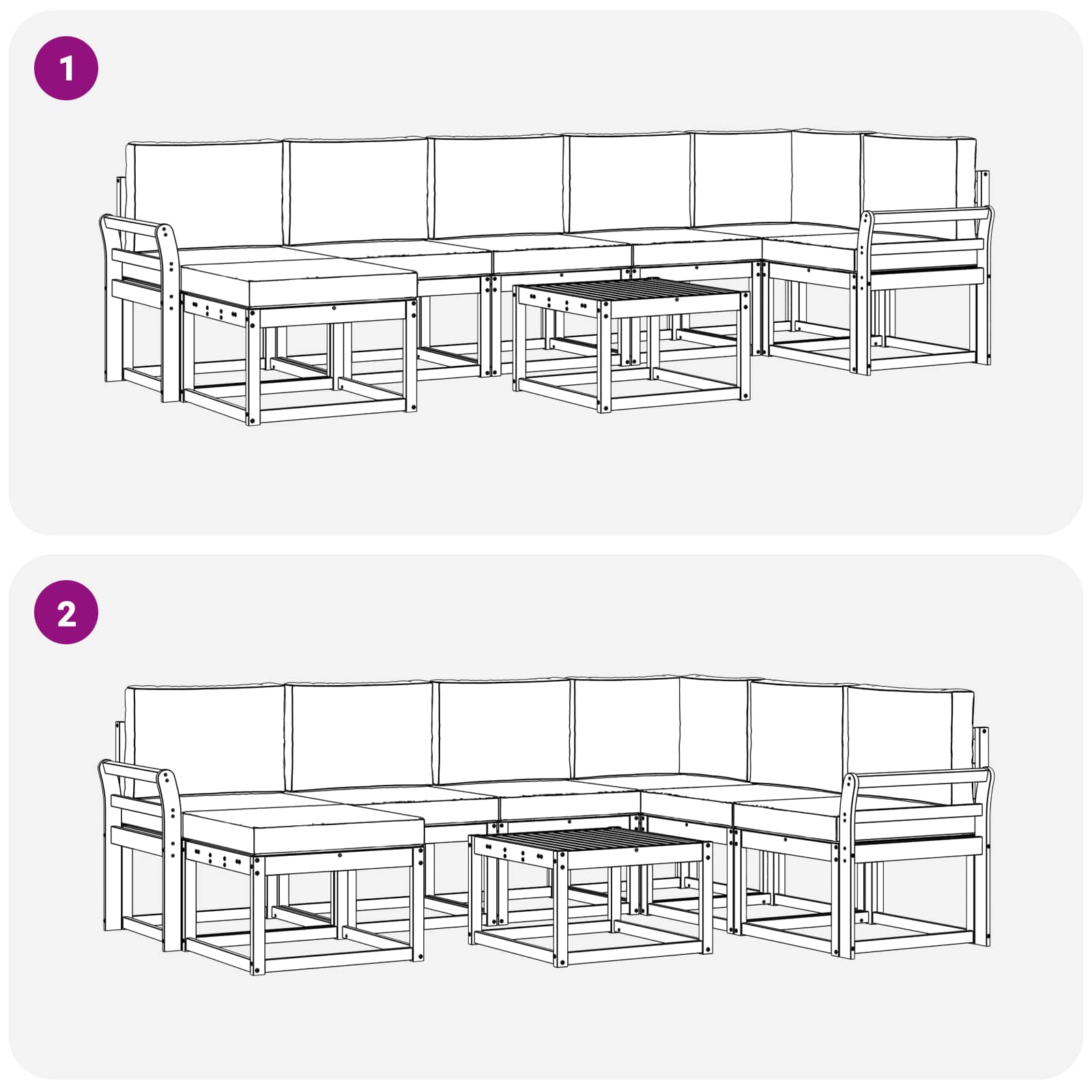 Set vanjskih sofa s jastukom 8 pcs Prirodna i svijetlo siva