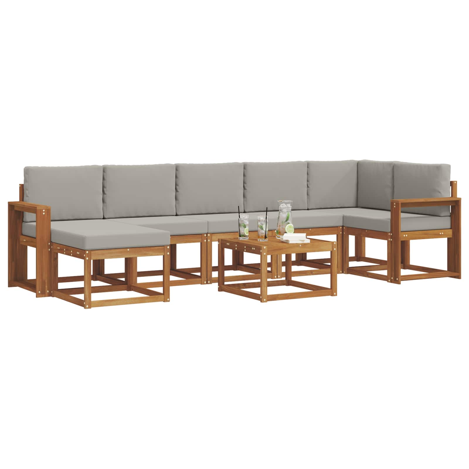 Set vanjskih sofa s jastukom 8 pcs Prirodna i svijetlo siva
