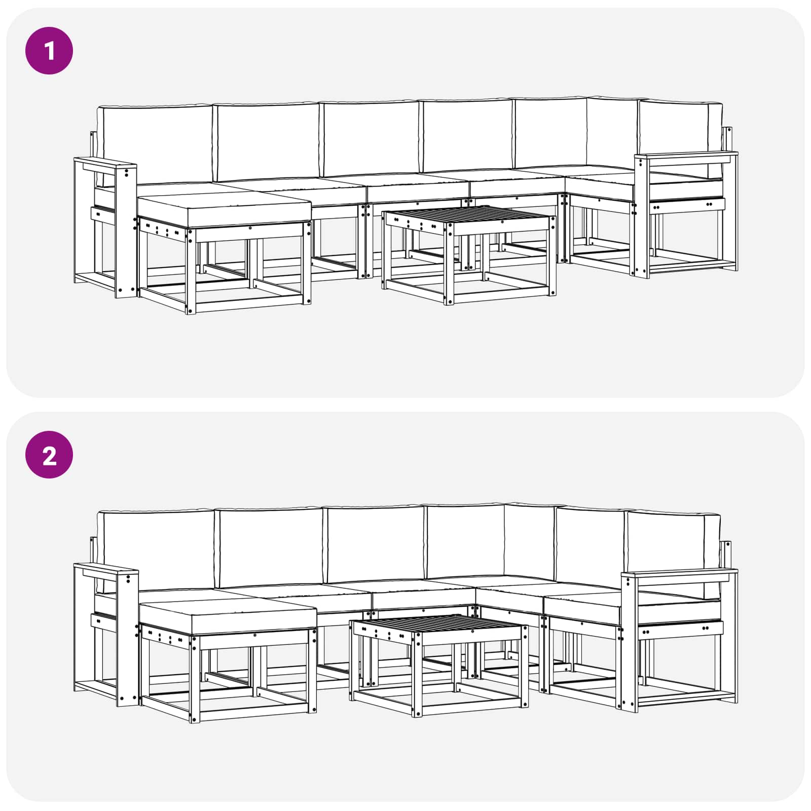 Set vanjskih sofa s jastukom 8 pcs Prirodna i svijetlo siva