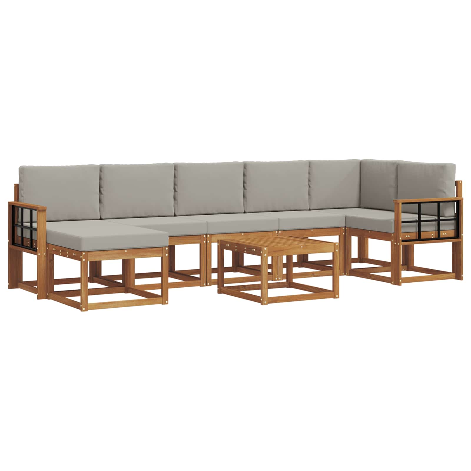 Set vanjskih sofa s jastukom 8 pcs Prirodna i svijetlo siva