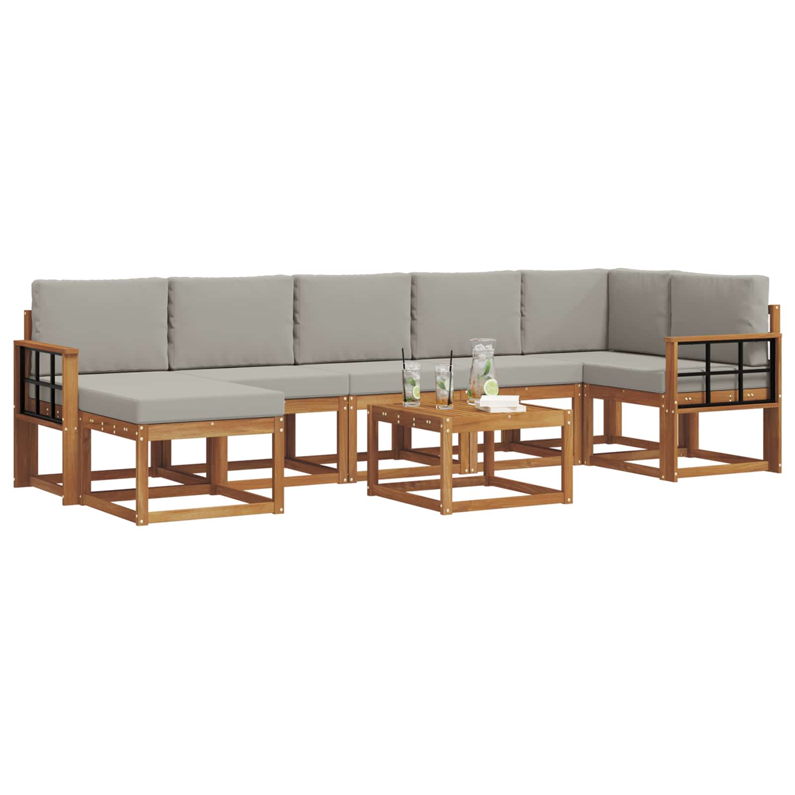 Set vanjskih sofa s jastukom 8 pcs Prirodna i svijetlo siva