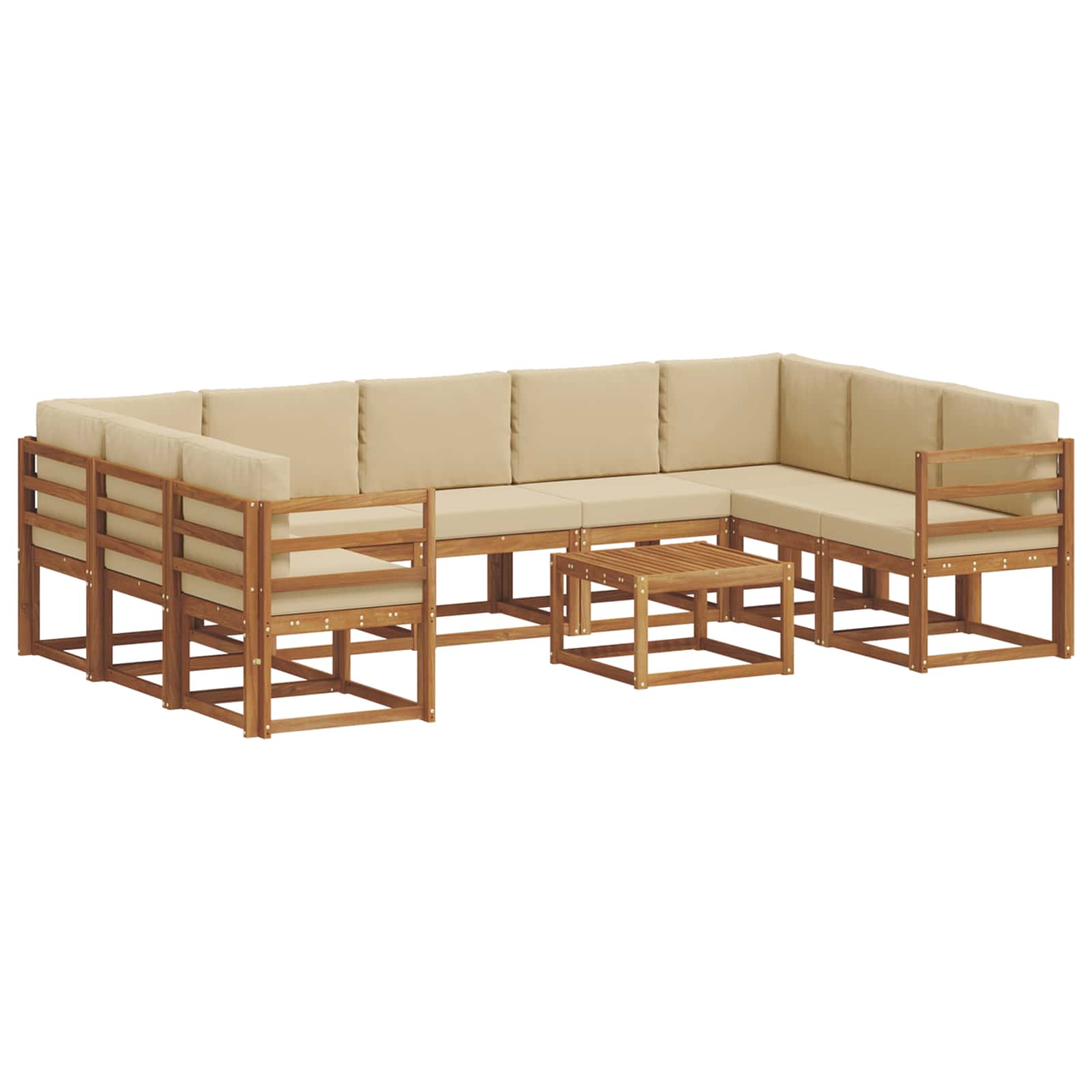 Set vanjskih sofa s jastukom 10 pcs Prirodna i bež