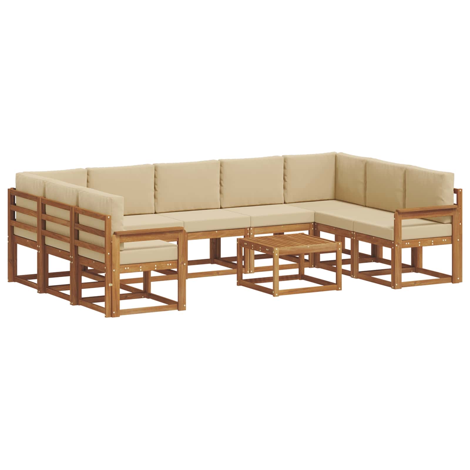 Set vanjskih sofa s jastukom 10 pcs Prirodna i bež