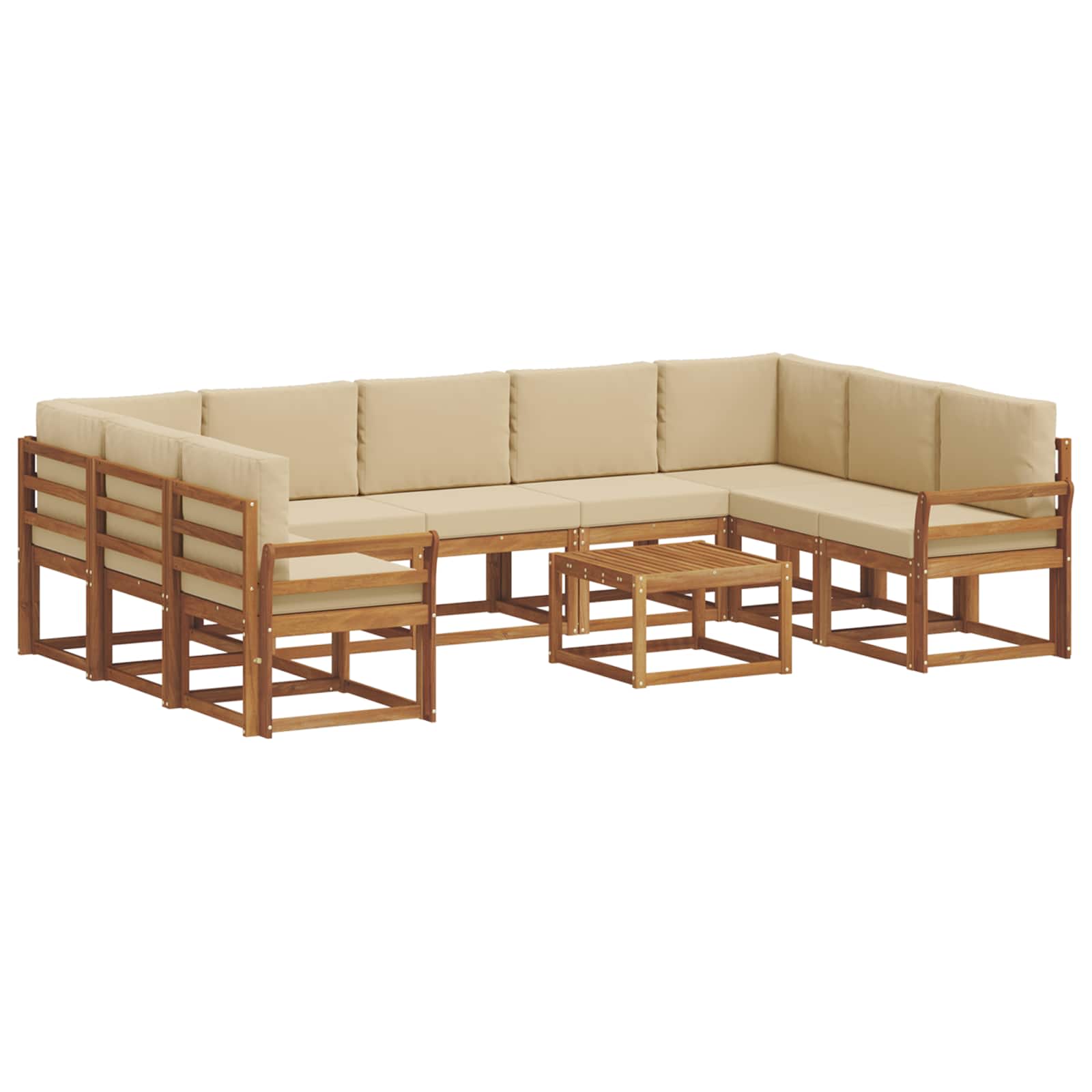 Set vanjskih sofa s jastukom 10 pcs Prirodna i bež