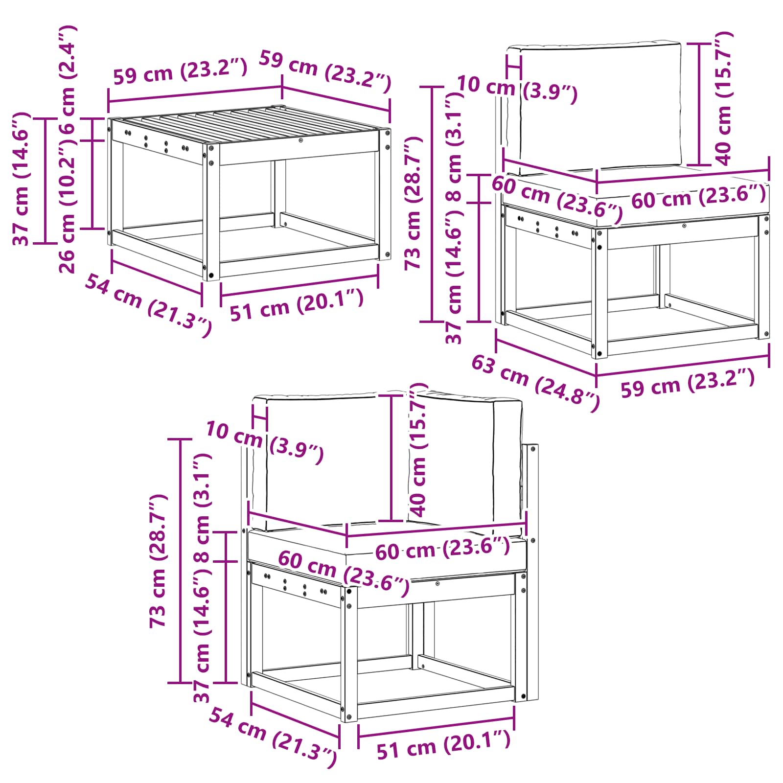 Set vanjskih sofa s jastukom 10 pcs Prirodna i bež