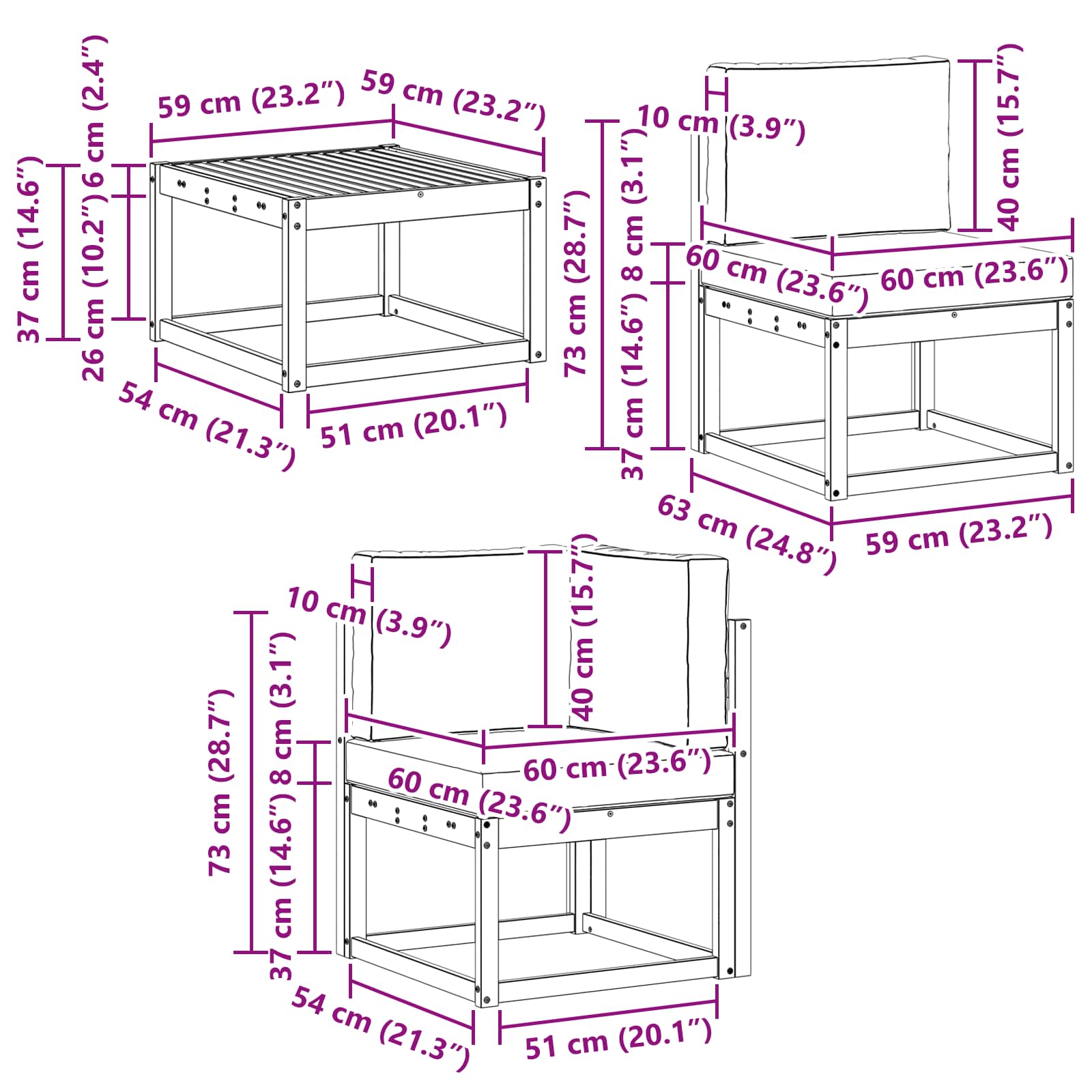Set vanjskih sofa s jastukom 10 pcs Prirodna i bež