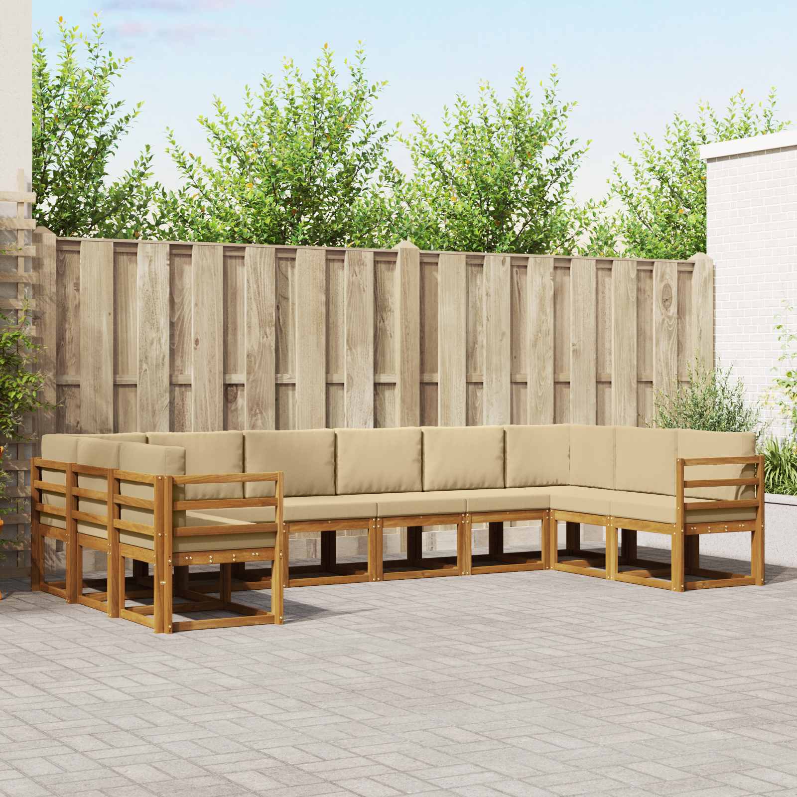 Set vanjskih sofa s jastukom 10 pcs Prirodna i bež