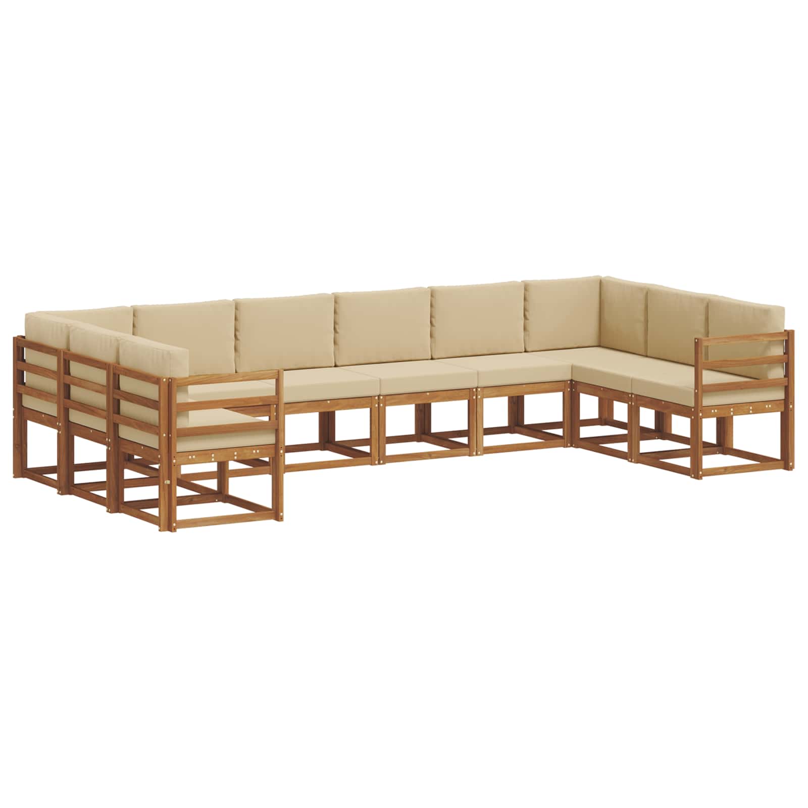Set vanjskih sofa s jastukom 10 pcs Prirodna i bež
