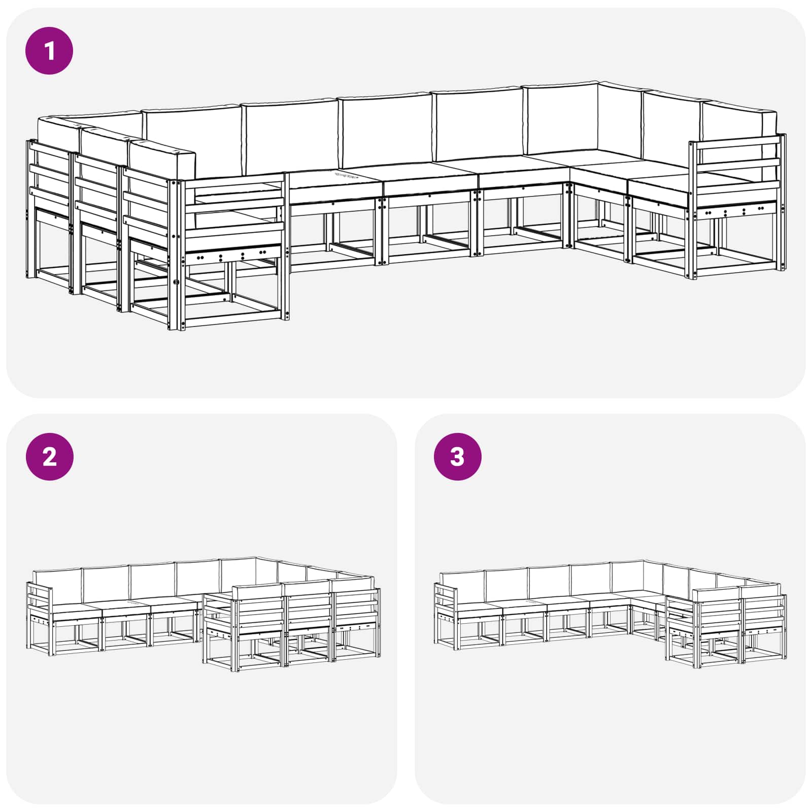 Set vanjskih sofa s jastukom 10 pcs Prirodna i bež