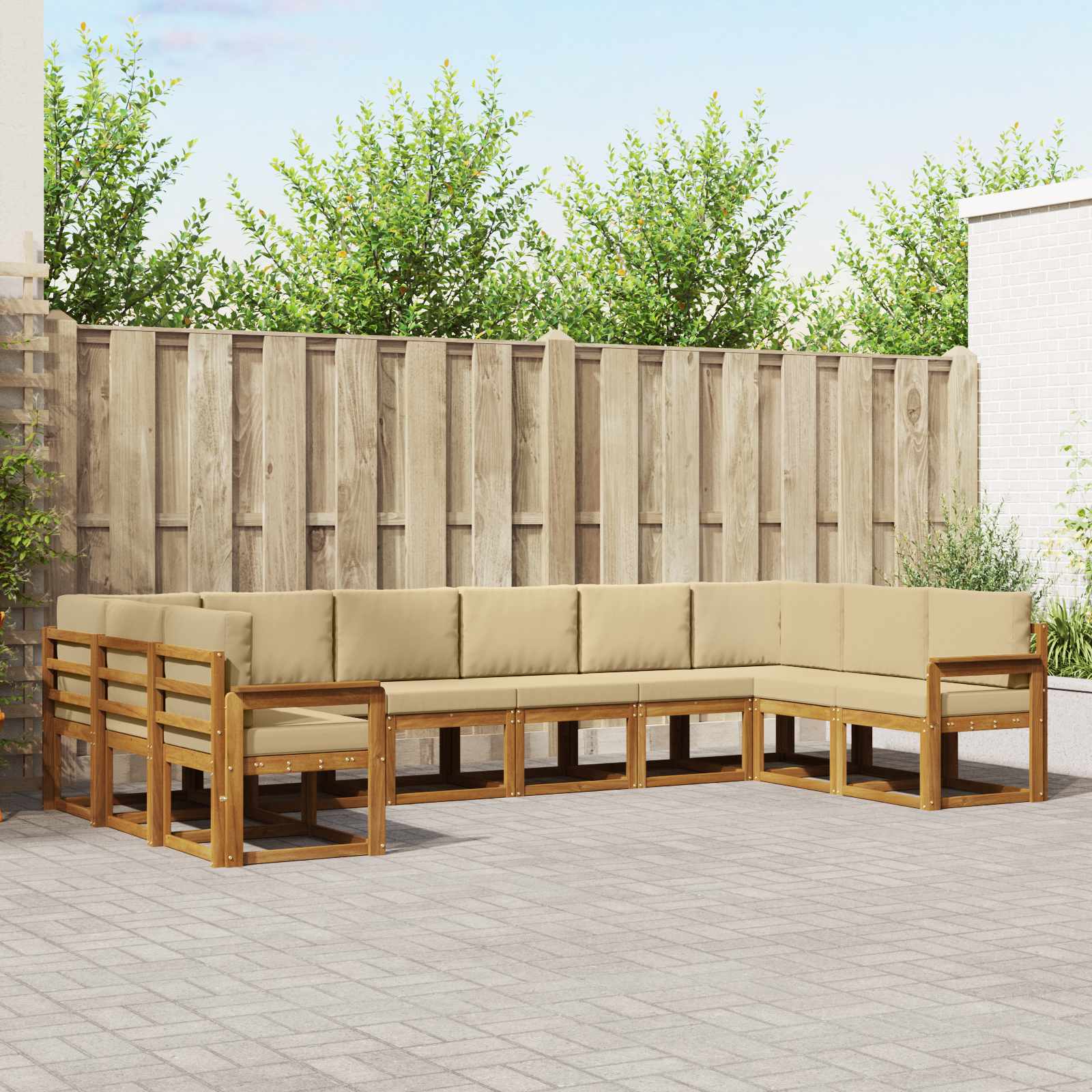 Set vanjskih sofa s jastukom 10 pcs Prirodna i bež
