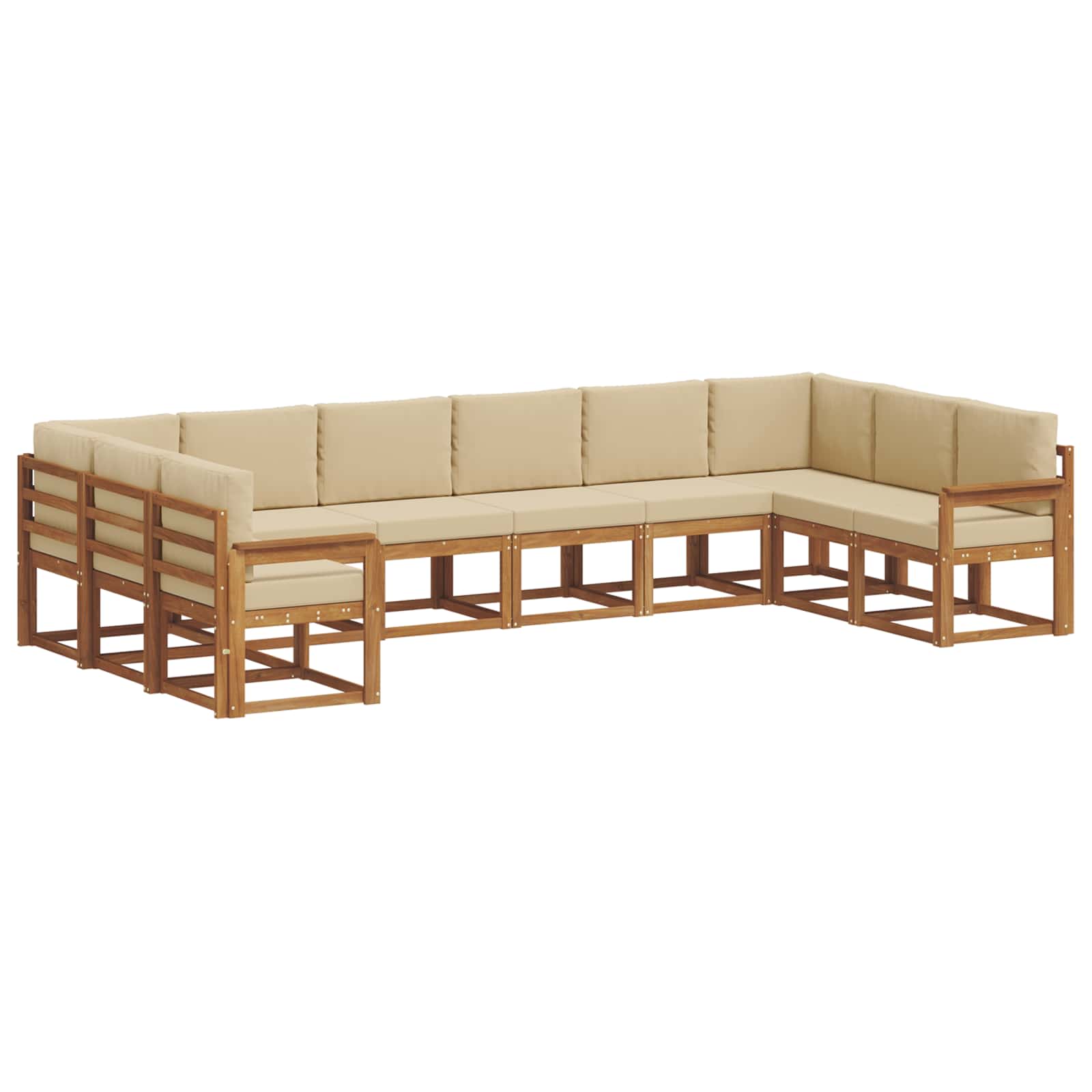 Set vanjskih sofa s jastukom 10 pcs Prirodna i bež