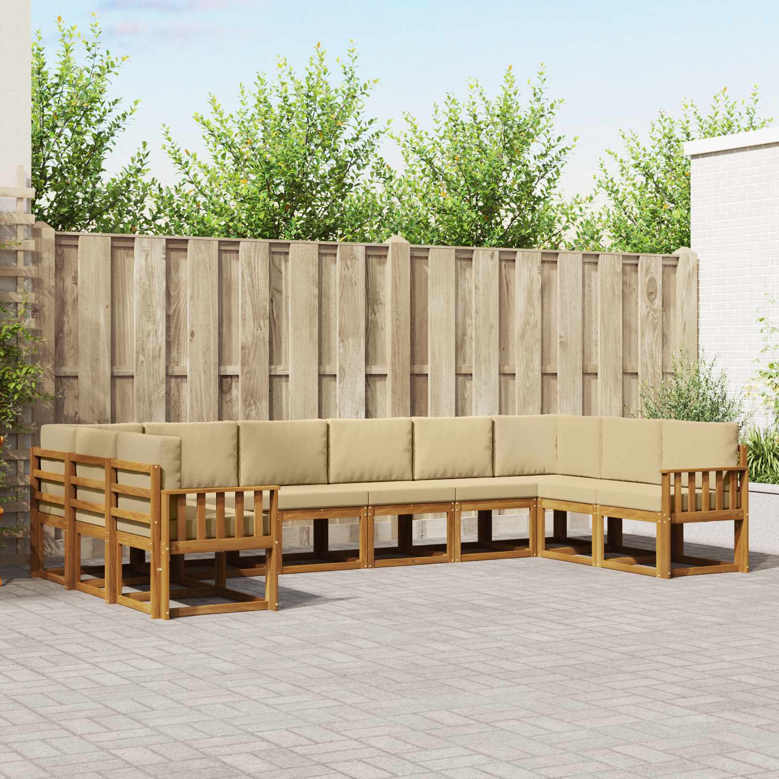 Set vanjskih sofa s jastukom 10 pcs Prirodna i bež
