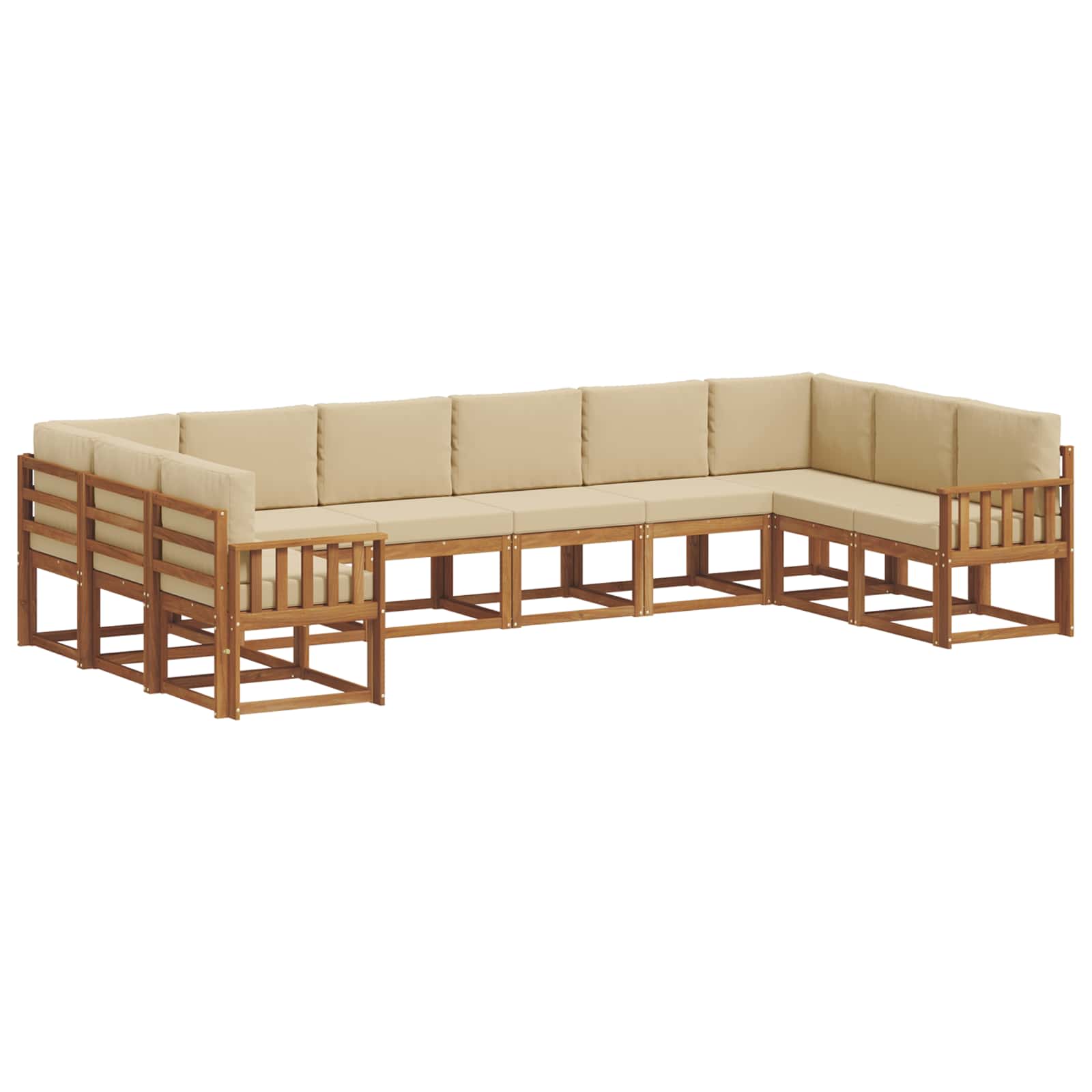 Set vanjskih sofa s jastukom 10 pcs Prirodna i bež