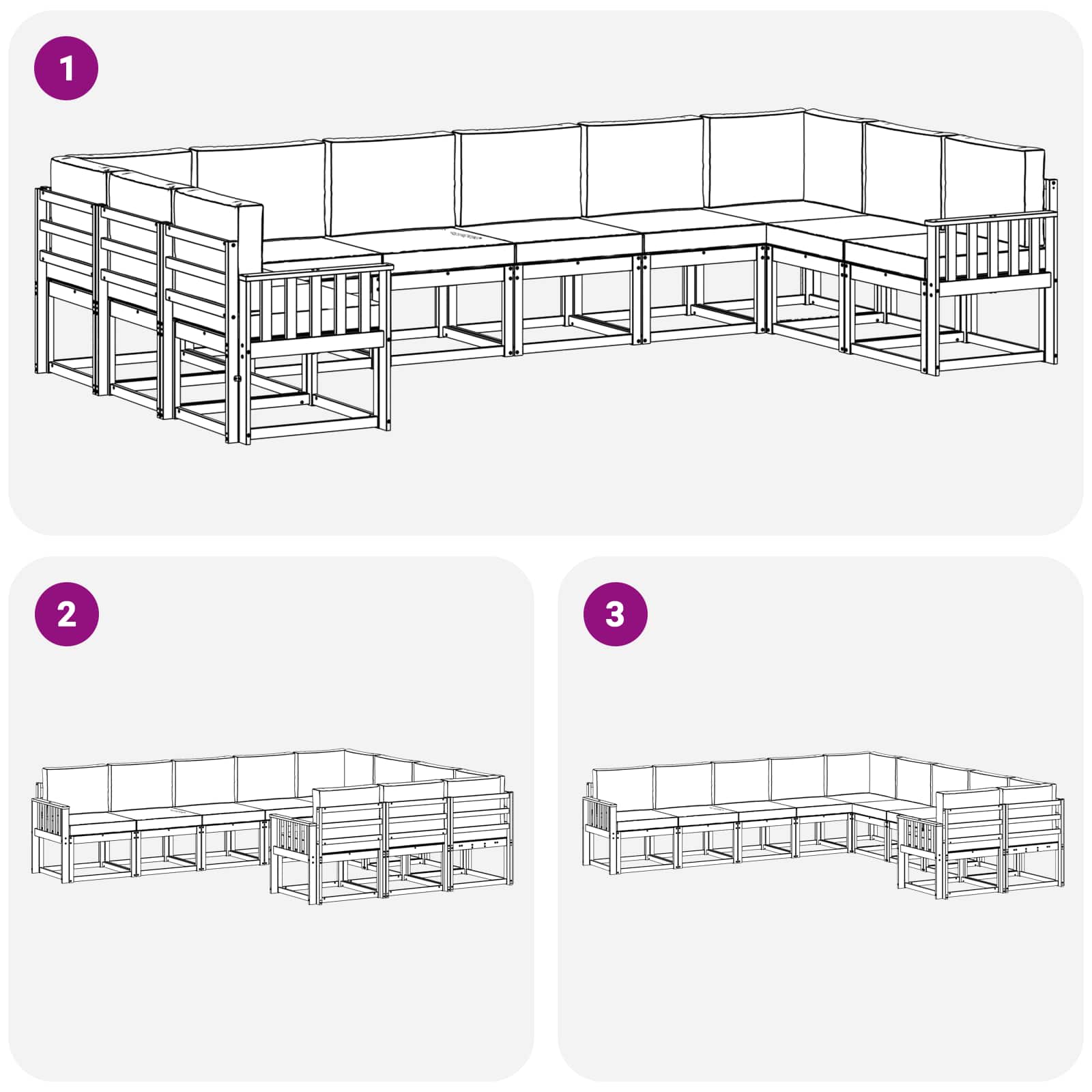 Set vanjskih sofa s jastukom 10 pcs Prirodna i bež