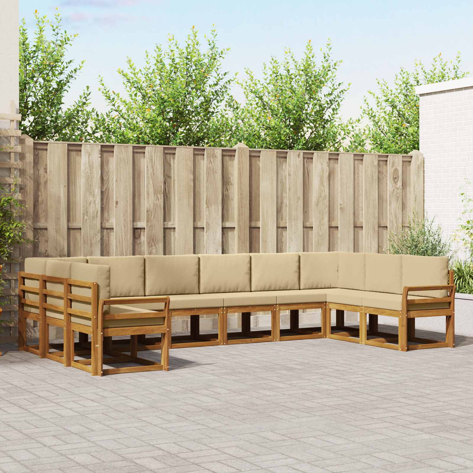 Set vanjskih sofa s jastukom 10 pcs Prirodna i bež