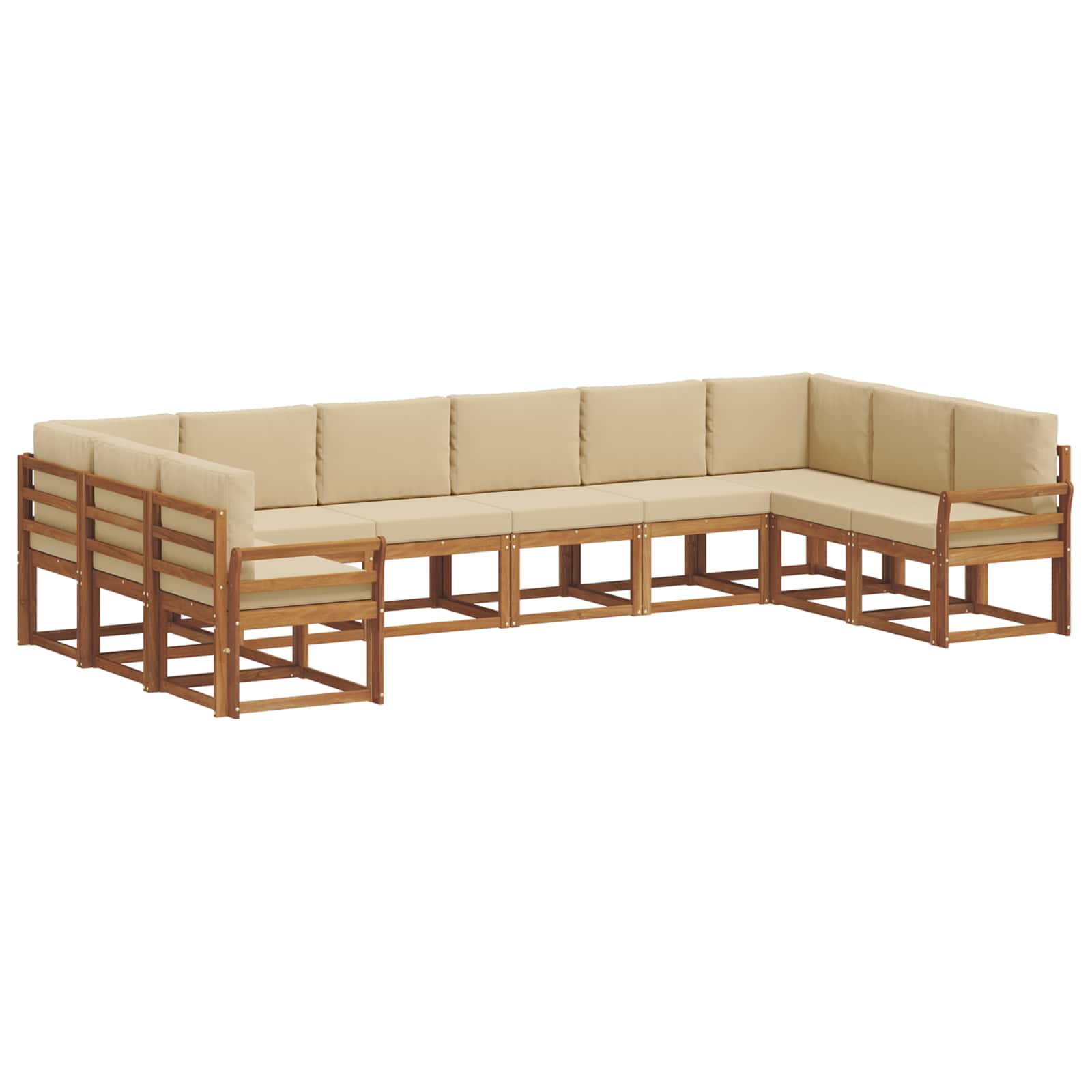 Set vanjskih sofa s jastukom 10 pcs Prirodna i bež