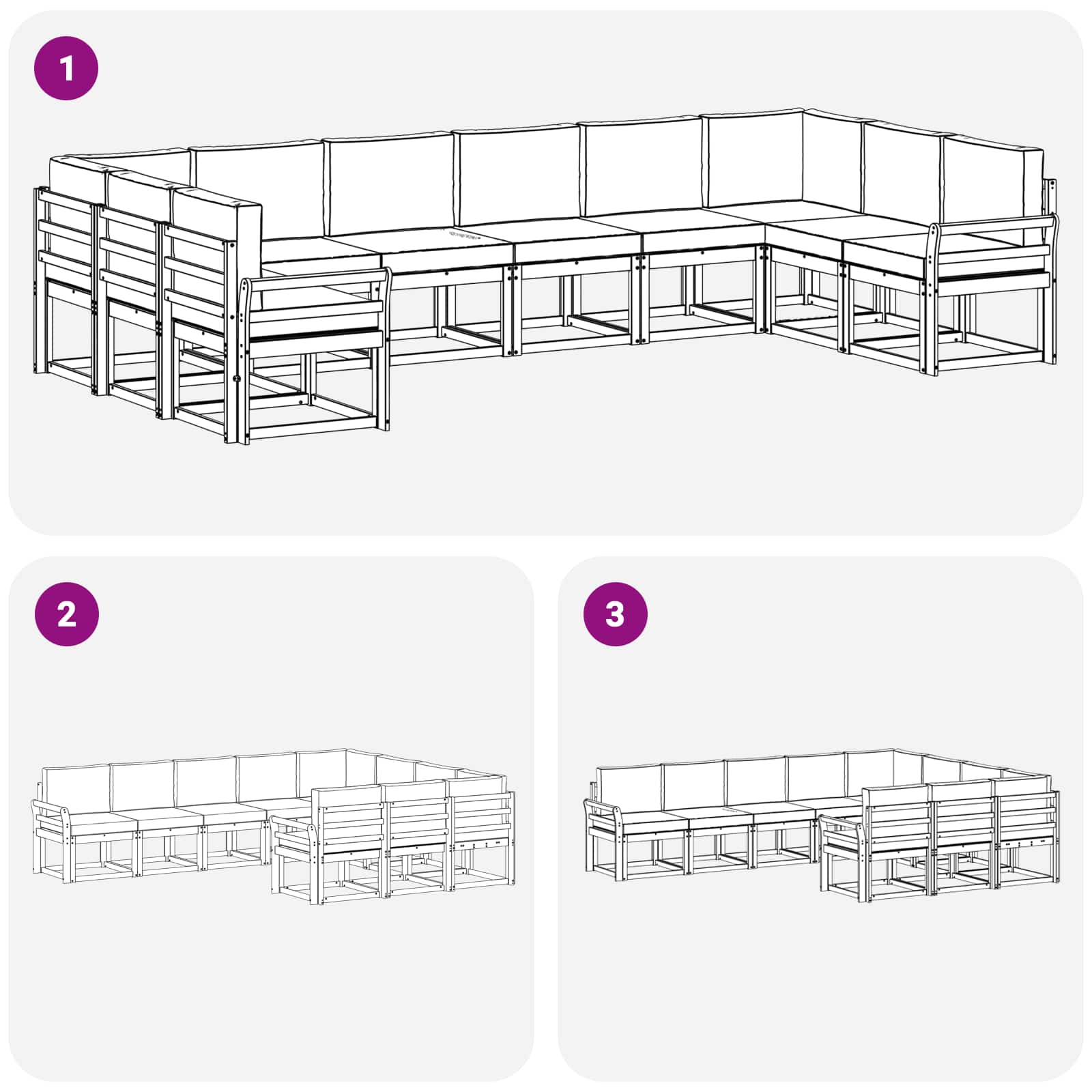 Set vanjskih sofa s jastukom 10 pcs Prirodna i bež