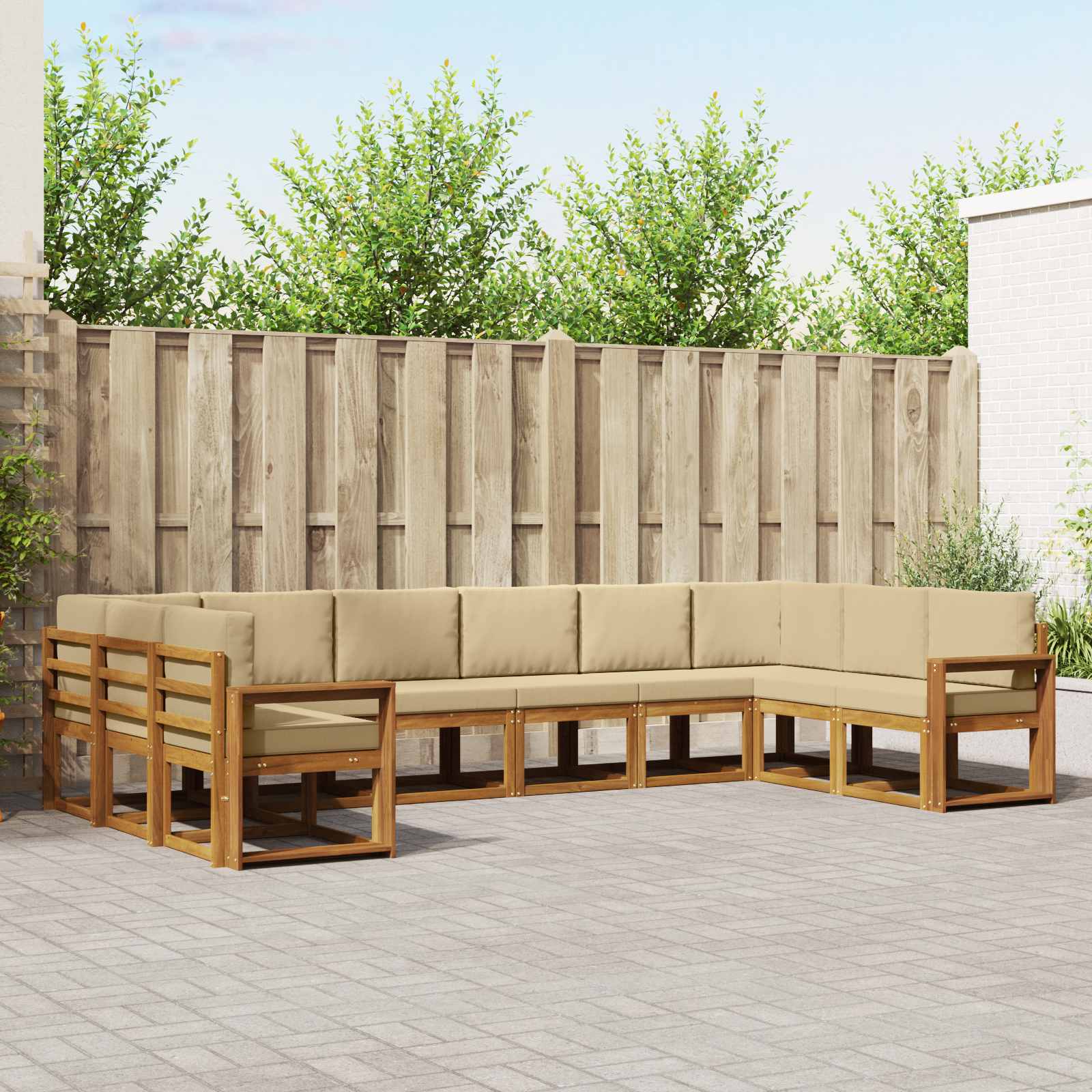 Set vanjskih sofa s jastukom 10 pcs Prirodna i bež