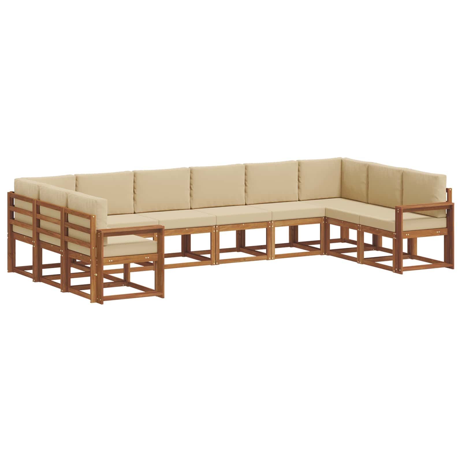 Set vanjskih sofa s jastukom 10 pcs Prirodna i bež