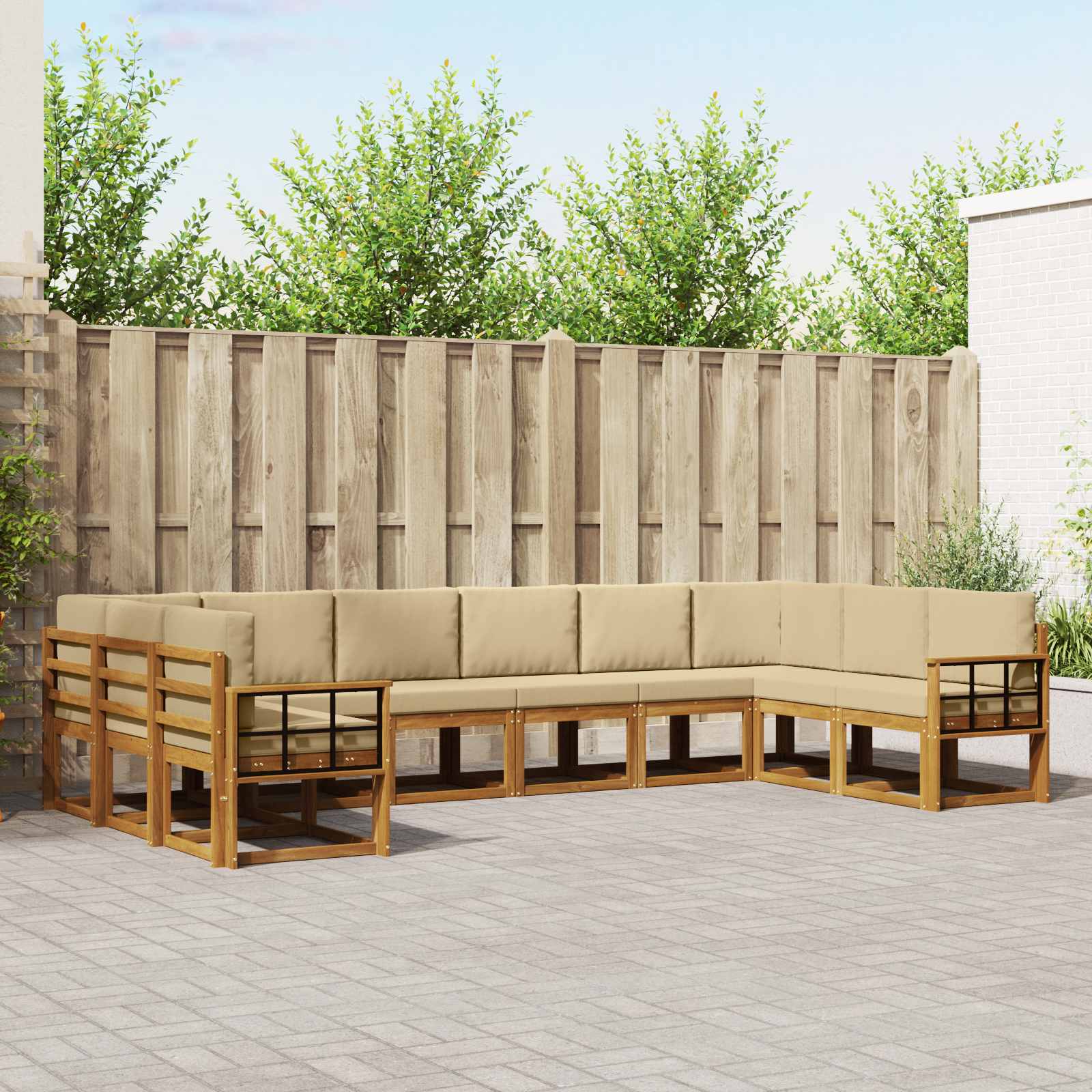 Set vanjskih sofa s jastukom 10 pcs Prirodna i bež