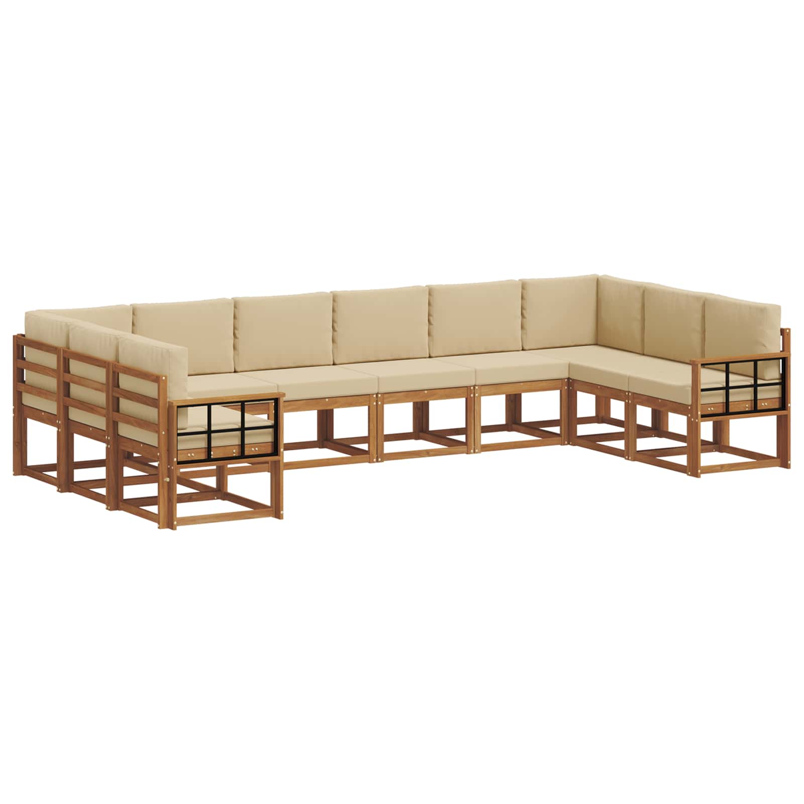 Set vanjskih sofa s jastukom 10 pcs Prirodna i bež