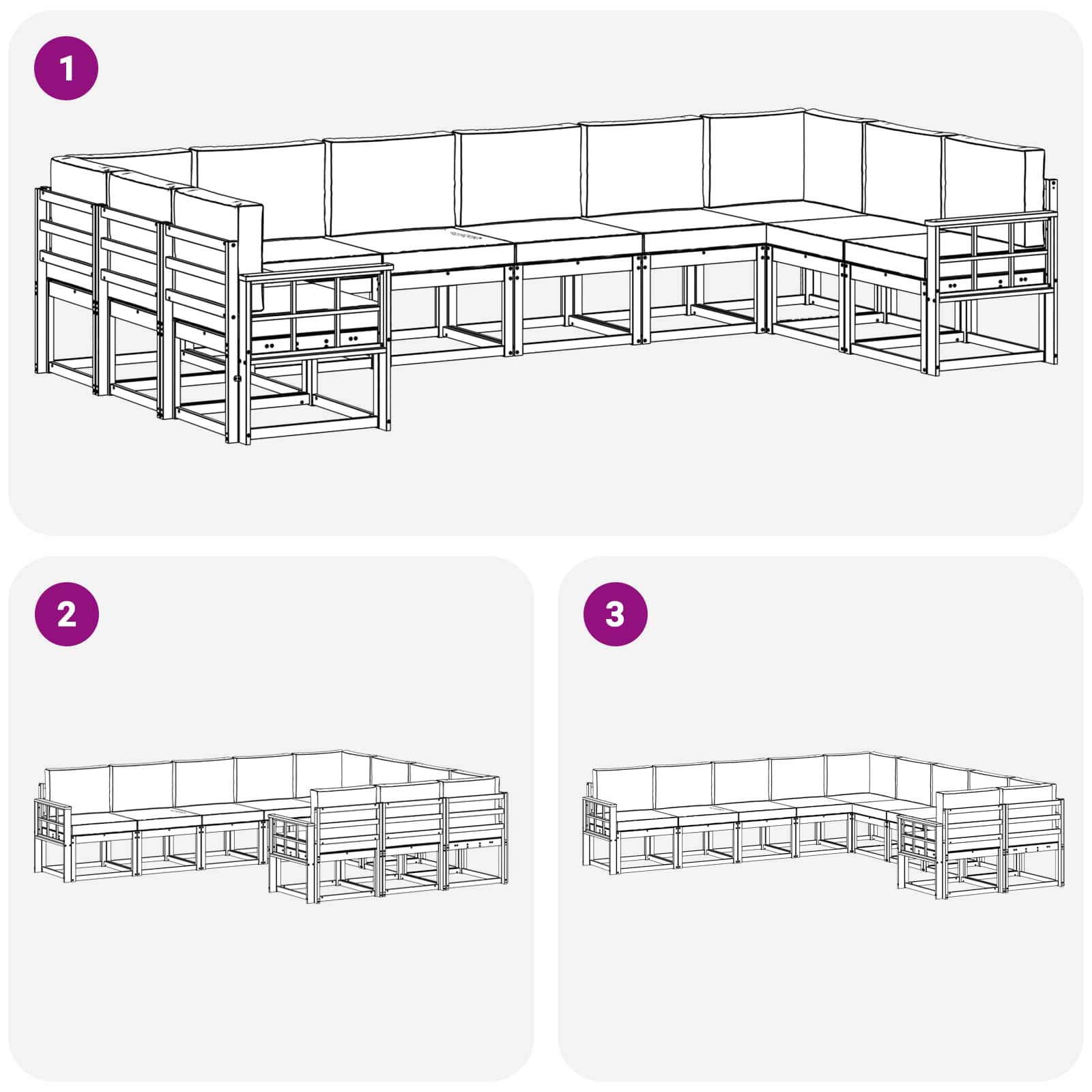 Set vanjskih sofa s jastukom 10 pcs Prirodna i bež