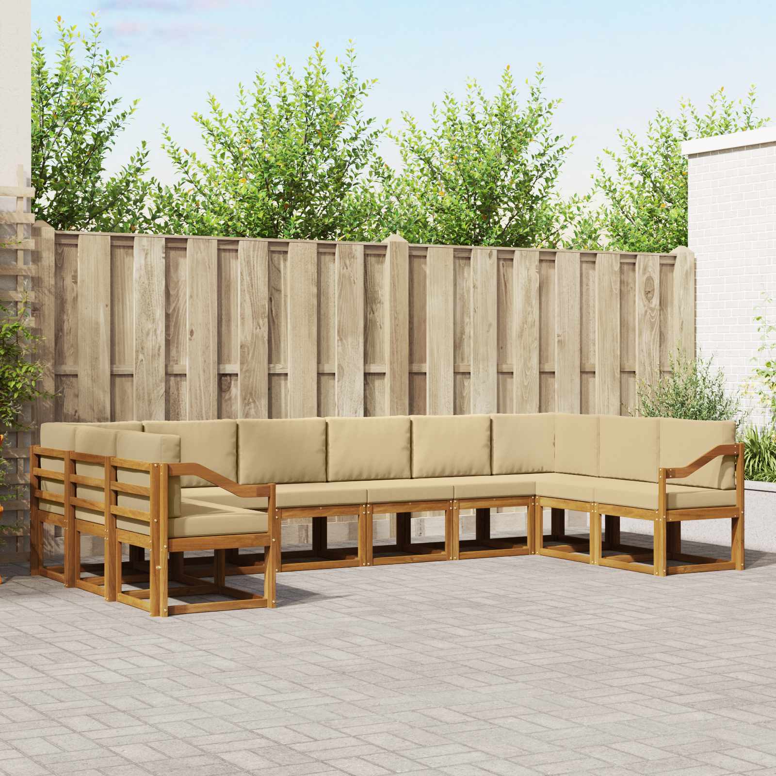 Set vanjskih sofa s jastukom 10 pcs Prirodna i bež