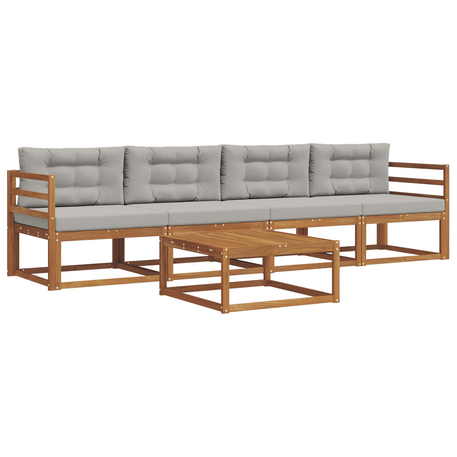Set vanjskih sofa s jastukom 5 pcs Prirodna i svijetlo siva