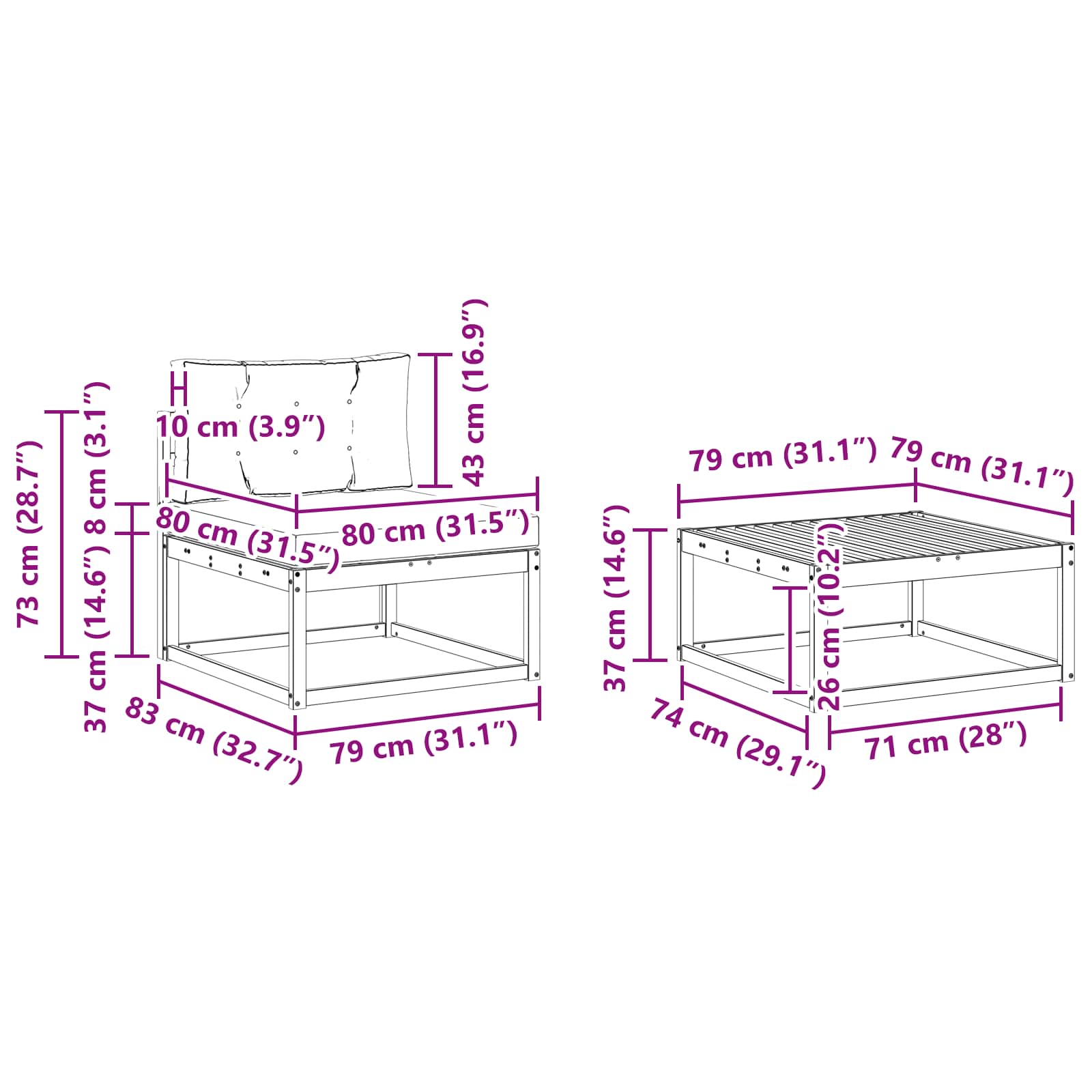 Set vanjskih sofa s jastukom 5 pcs Prirodna i svijetlo siva