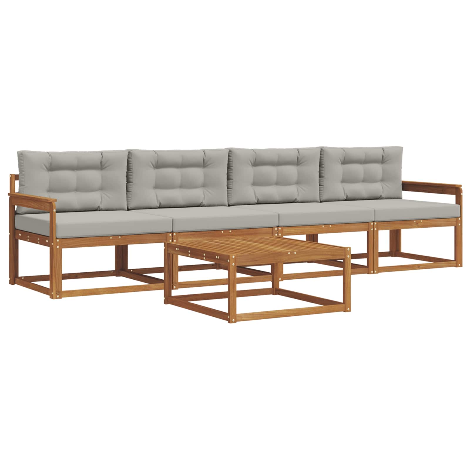Set vanjskih sofa s jastukom 5 pcs Prirodna i svijetlo siva