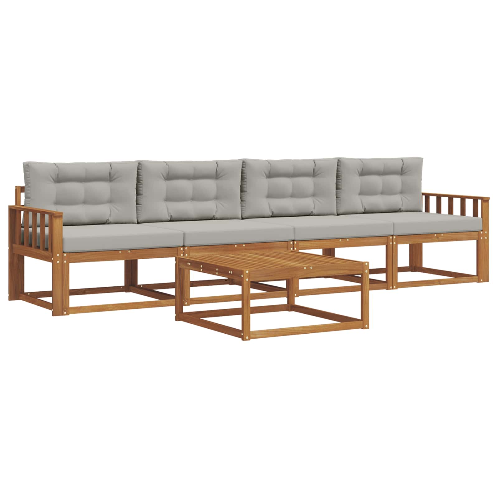 Set vanjskih sofa s jastukom 5 pcs Prirodna i svijetlo siva